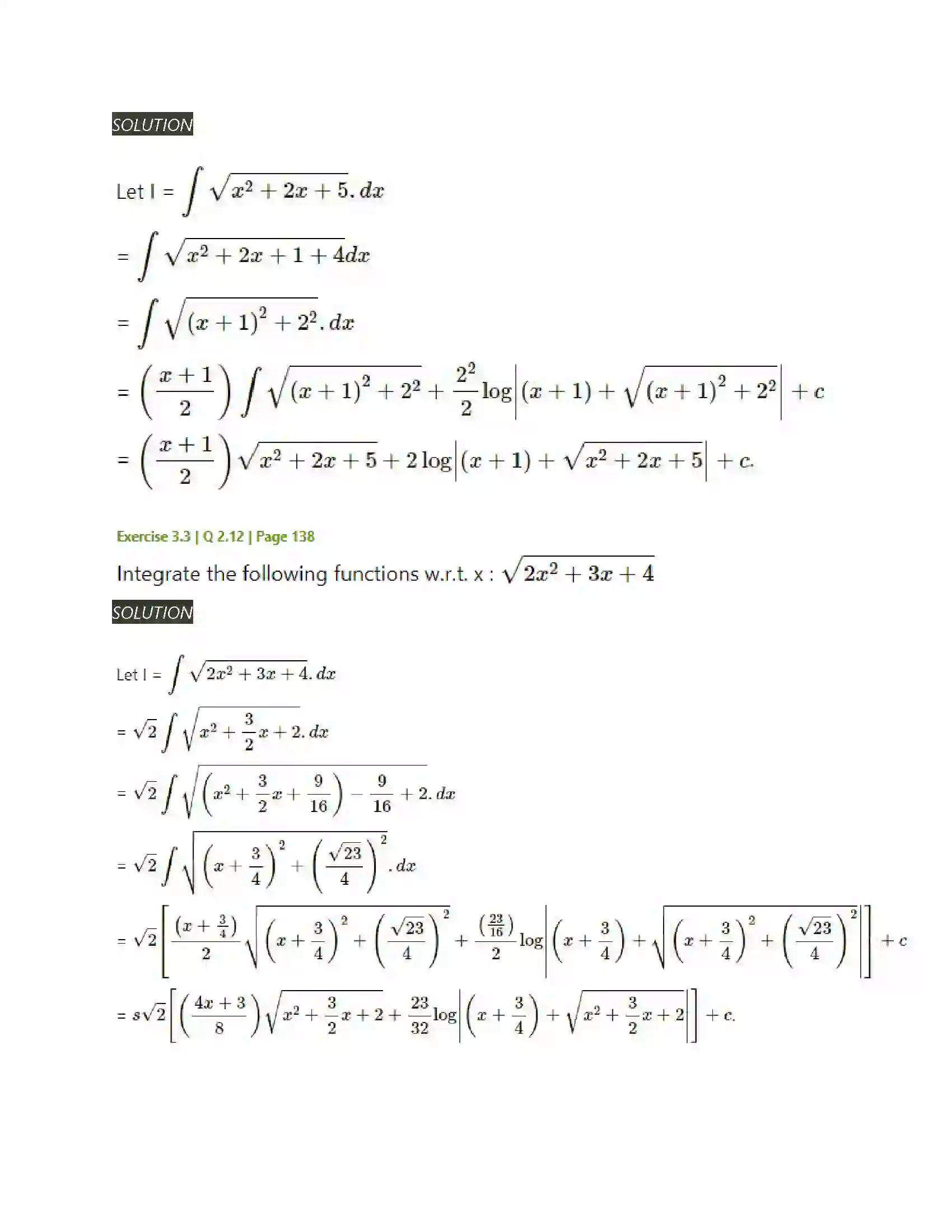 Maharashtra Board Class 12th Mathematics & Statistics-2 (Arts & Science) Indefinite Integration Solution 119