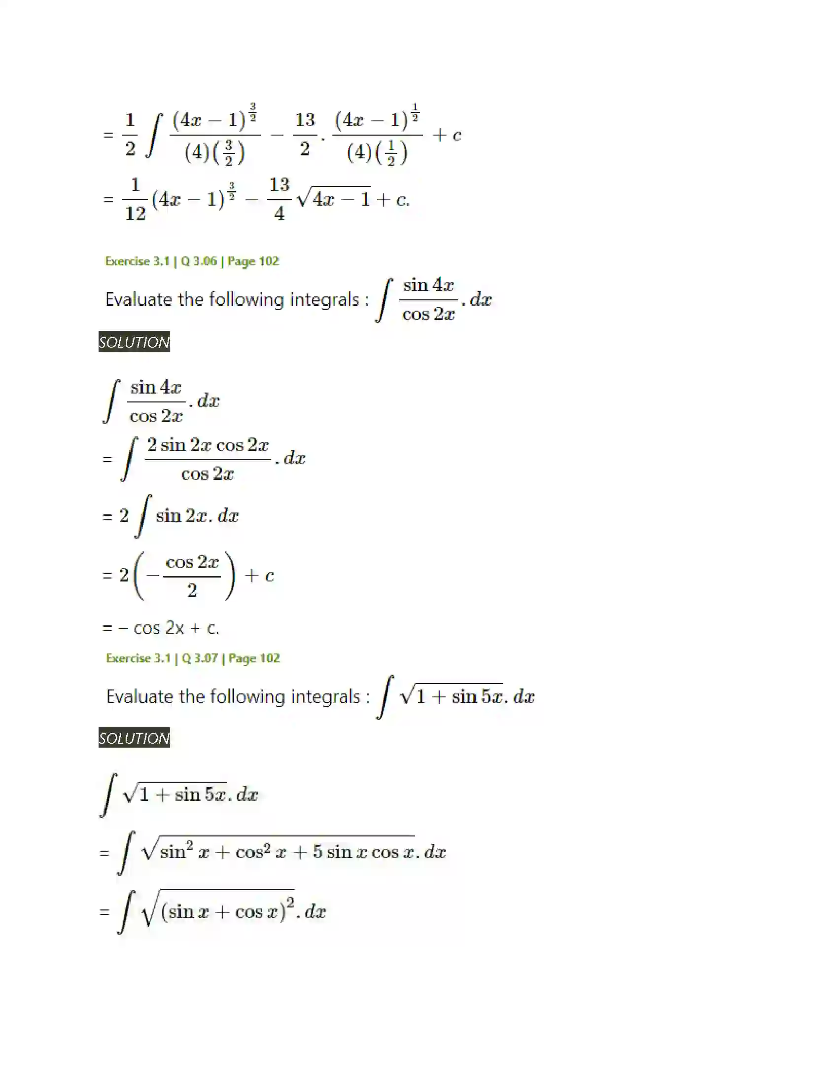 Maharashtra Board Class 12th Mathematics & Statistics-2 (Arts & Science) Indefinite Integration Solution 12