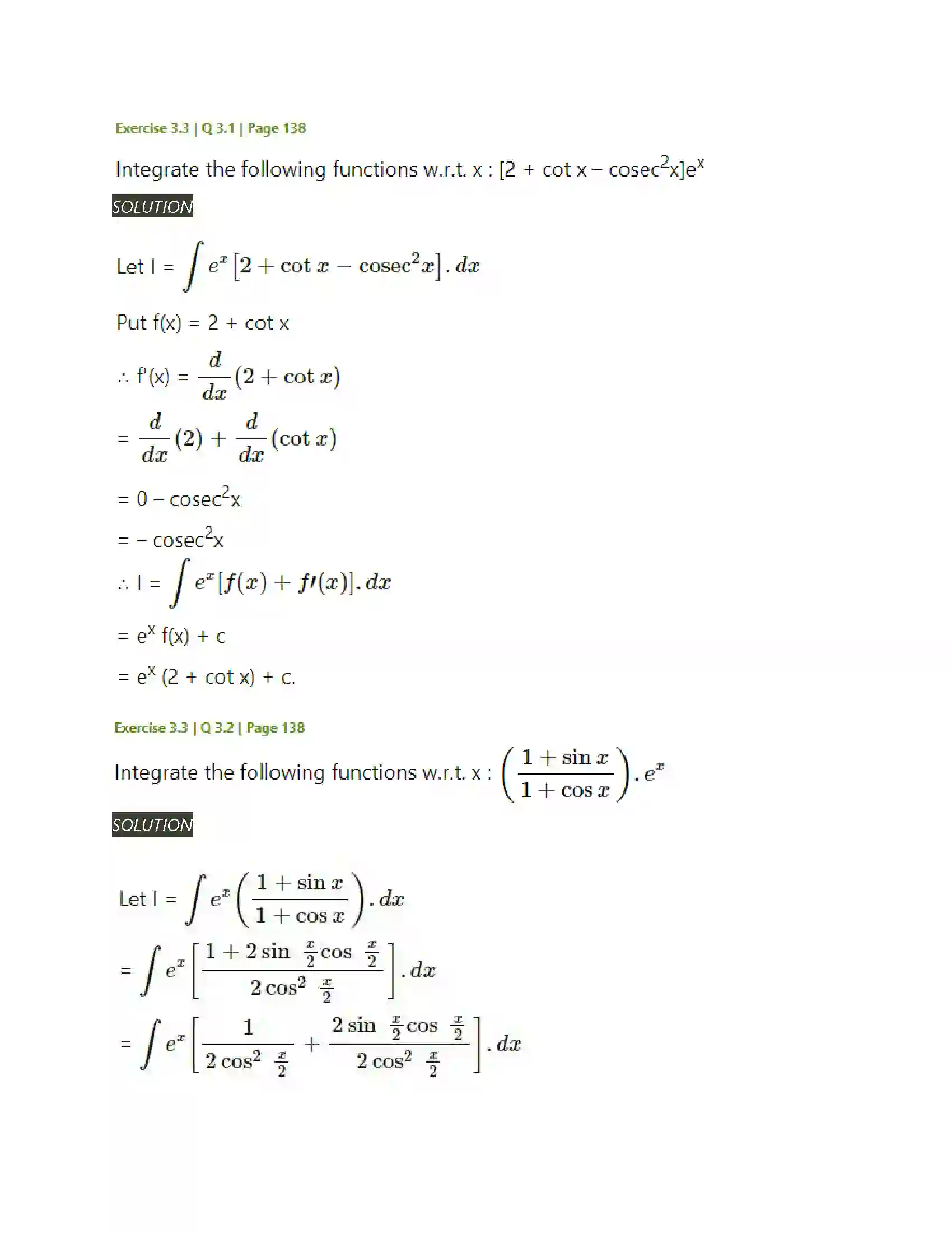 Maharashtra Board Class 12th Mathematics & Statistics-2 (Arts & Science) Indefinite Integration Solution 120