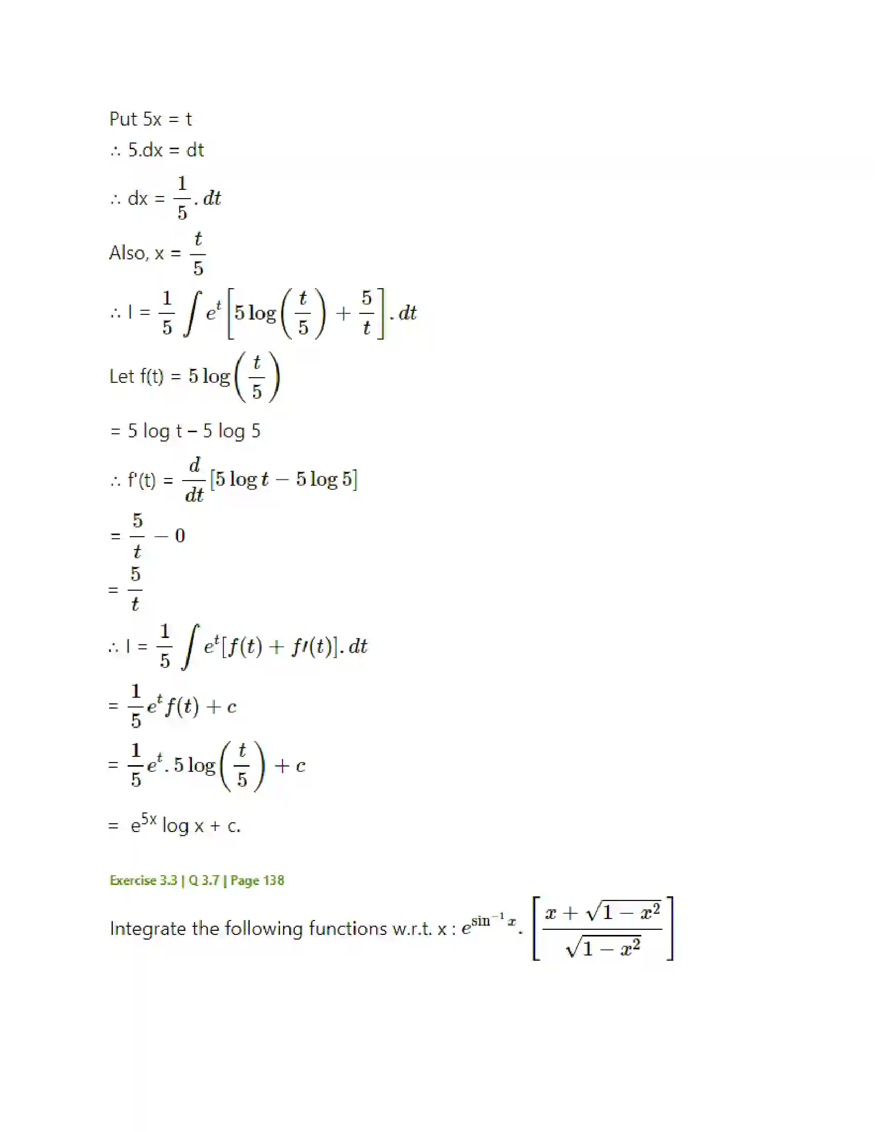 Maharashtra Board Class 12th Mathematics & Statistics-2 (Arts & Science) Indefinite Integration Solution 124