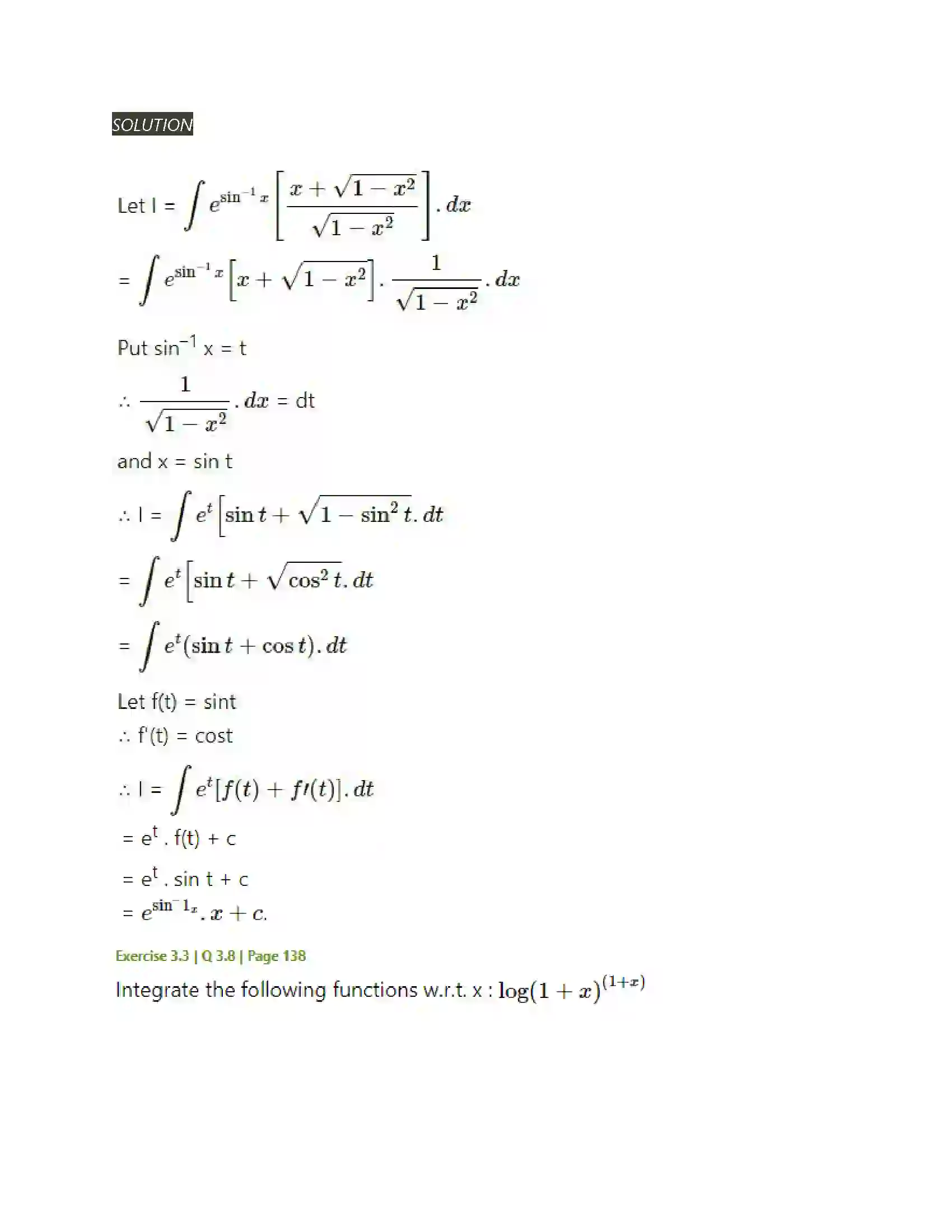 Maharashtra Board Class 12th Mathematics & Statistics-2 (Arts & Science) Indefinite Integration Solution 125