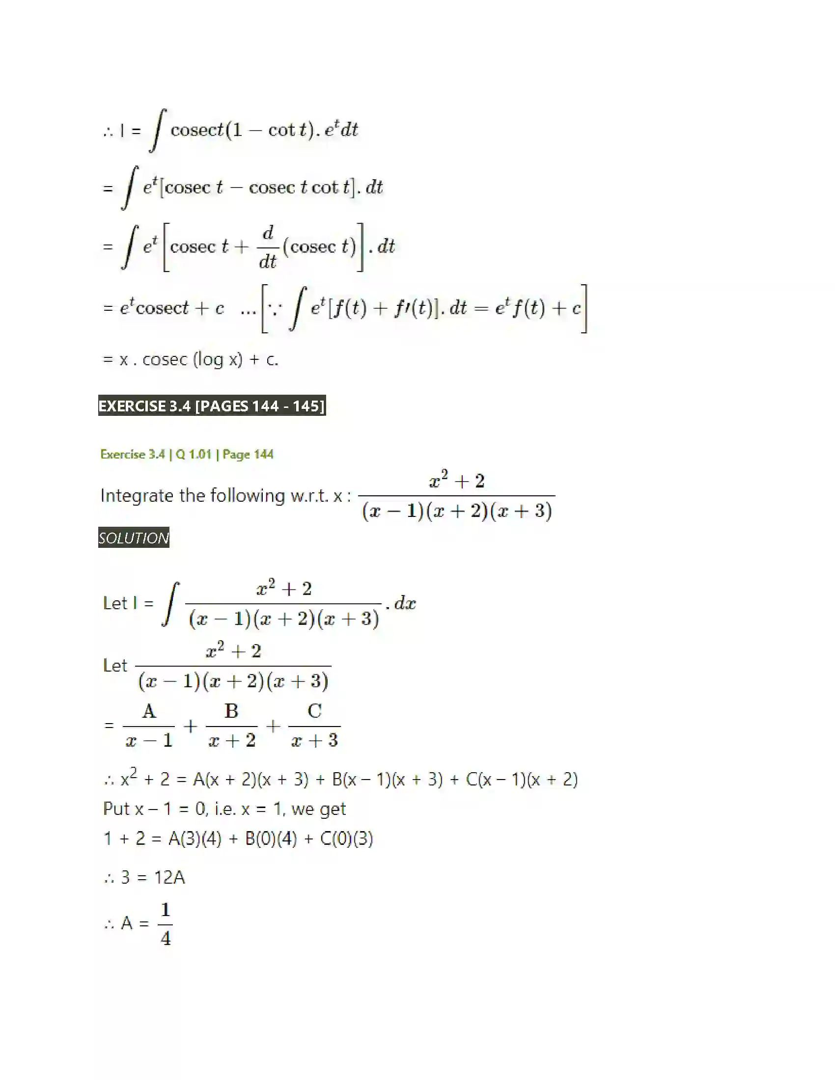 Maharashtra Board Class 12th Mathematics & Statistics-2 (Arts & Science) Indefinite Integration Solution 127