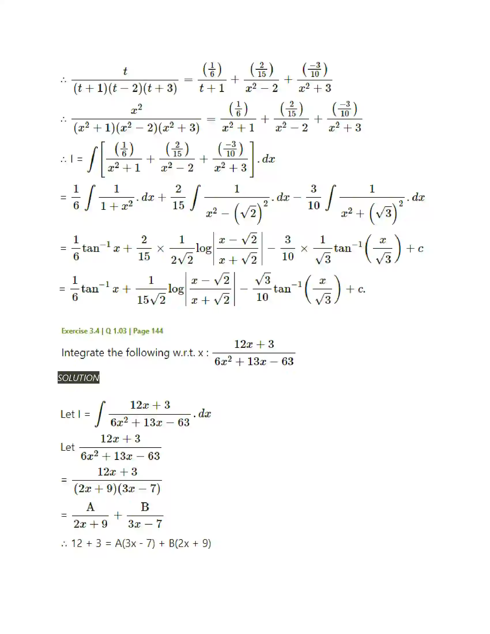 Maharashtra Board Class 12th Mathematics & Statistics-2 (Arts & Science) Indefinite Integration Solution 130