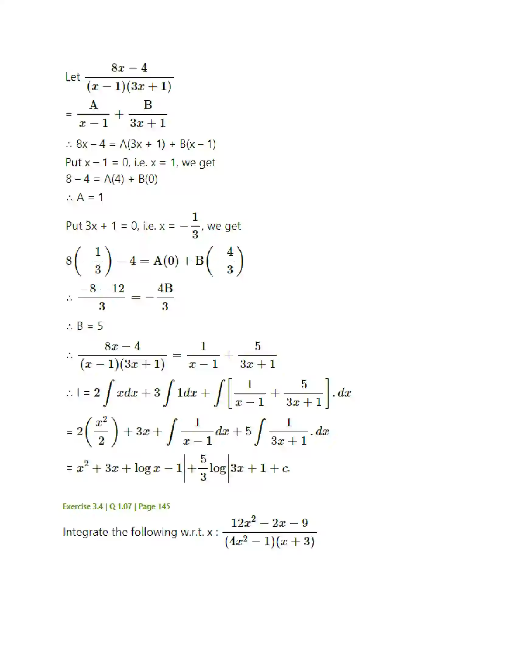 Maharashtra Board Class 12th Mathematics & Statistics-2 (Arts & Science) Indefinite Integration Solution 135