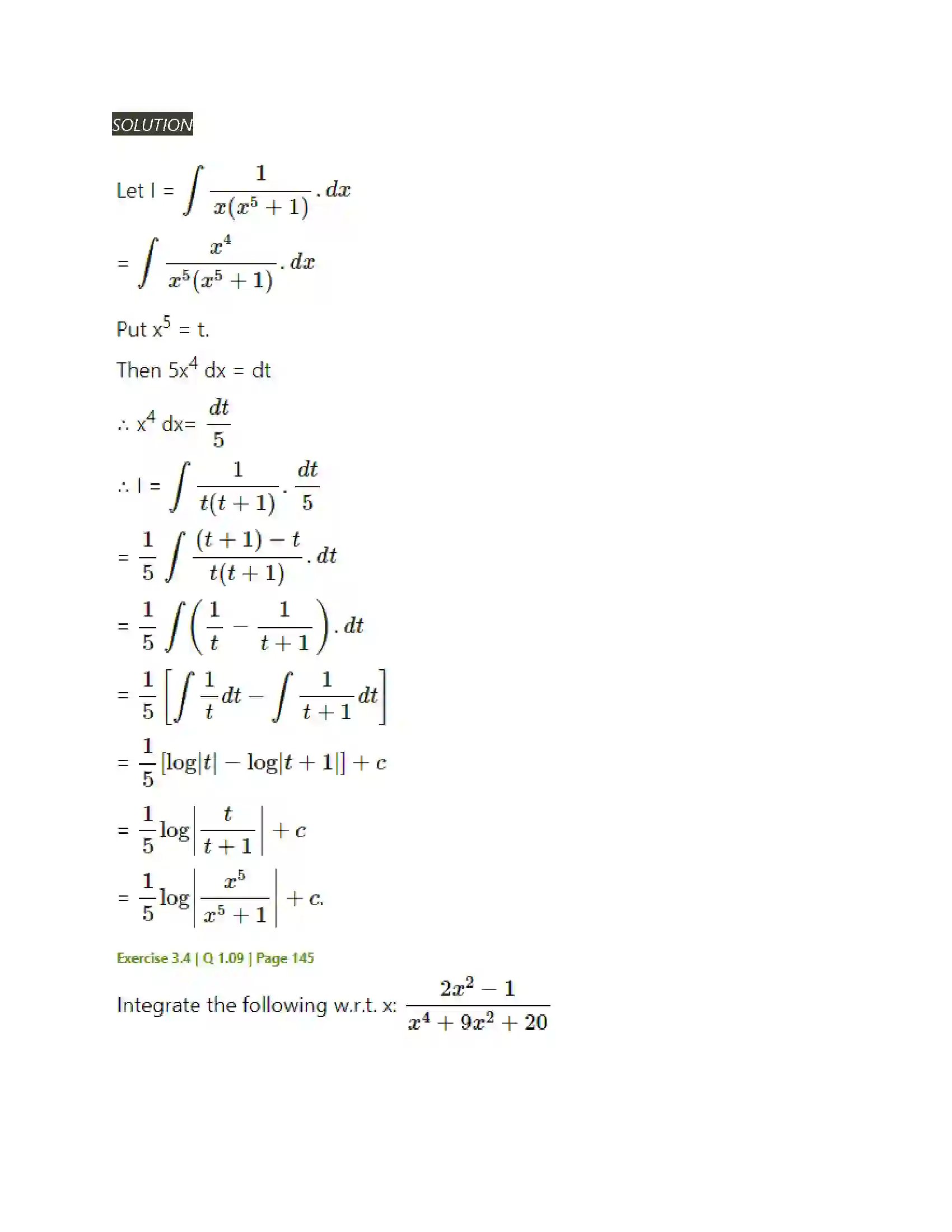 Maharashtra Board Class 12th Mathematics & Statistics-2 (Arts & Science) Indefinite Integration Solution 137