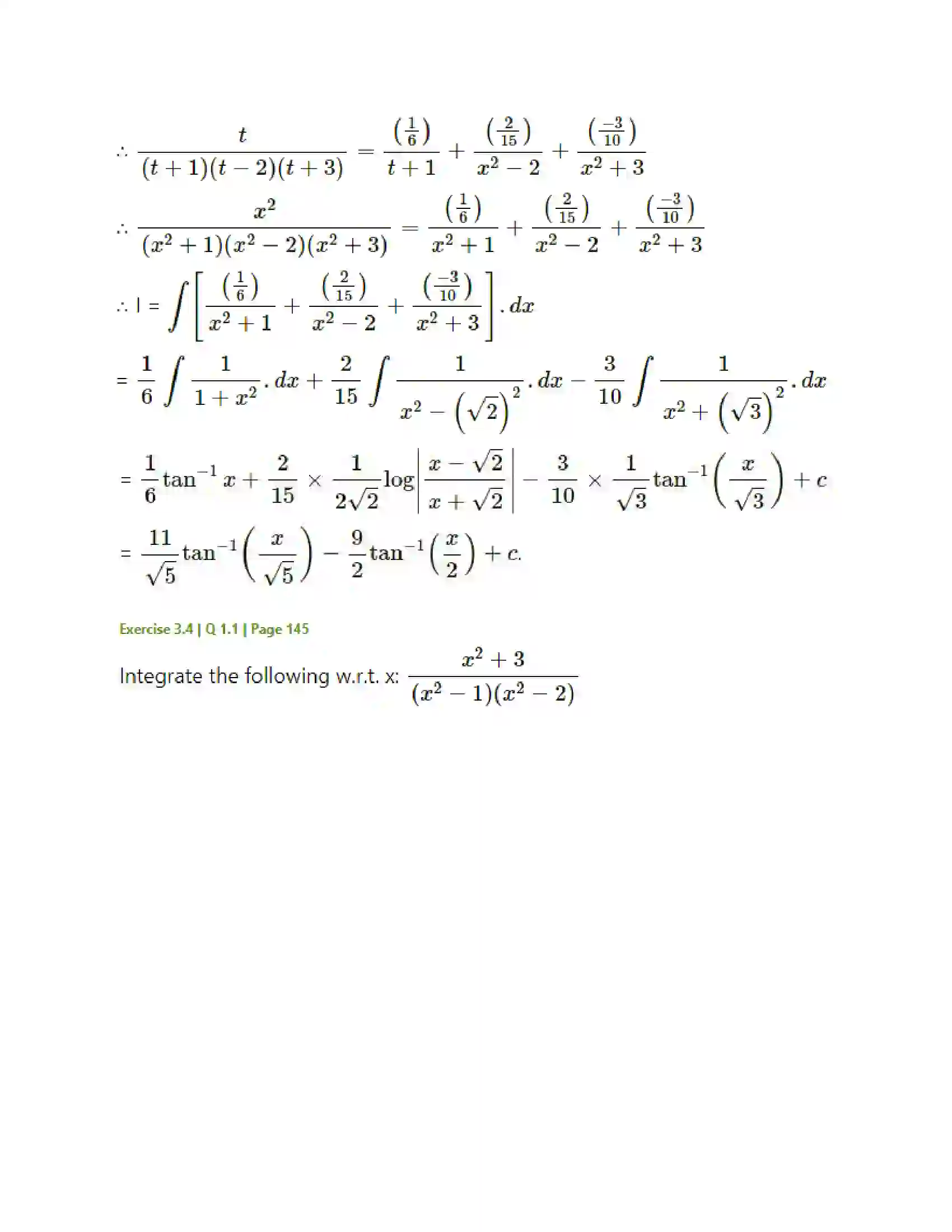 Maharashtra Board Class 12th Mathematics & Statistics-2 (Arts & Science) Indefinite Integration Solution 139