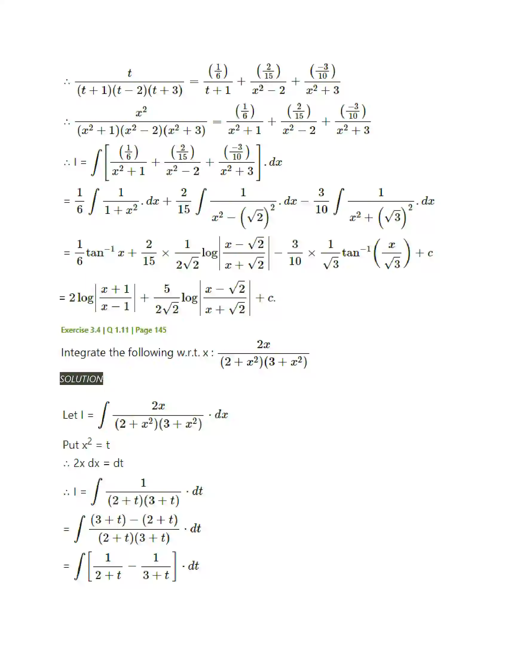 Maharashtra Board Class 12th Mathematics & Statistics-2 (Arts & Science) Indefinite Integration Solution 141