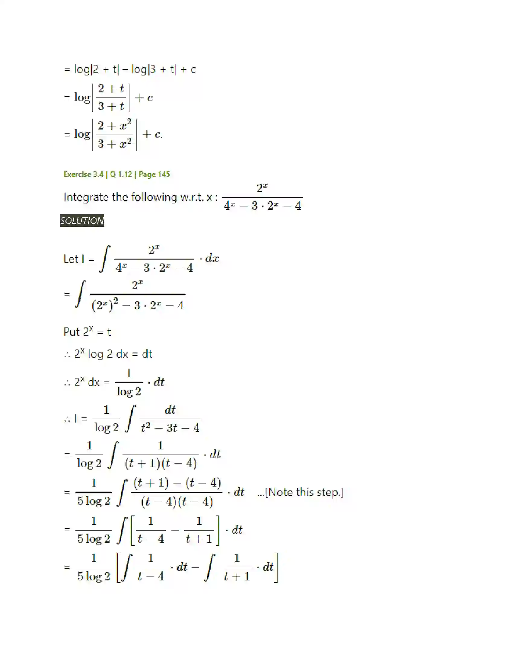 Maharashtra Board Class 12th Mathematics & Statistics-2 (Arts & Science) Indefinite Integration Solution 142