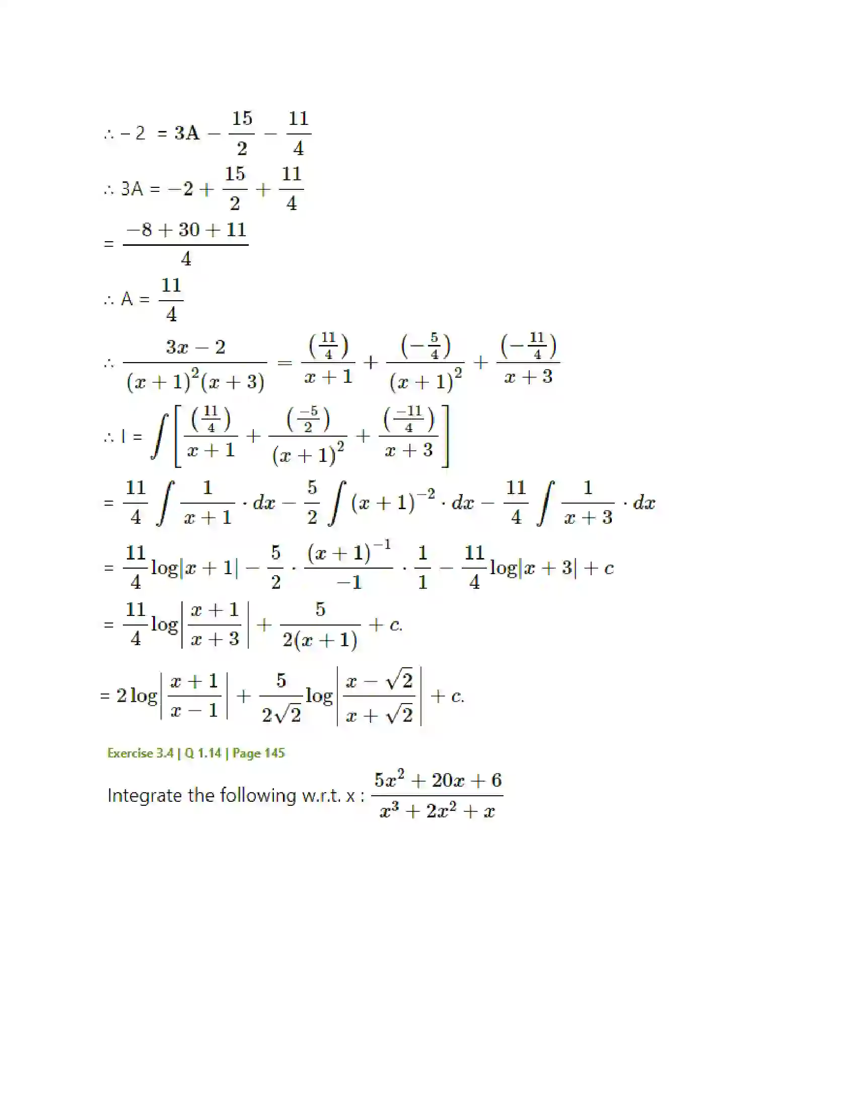 Maharashtra Board Class 12th Mathematics & Statistics-2 (Arts & Science) Indefinite Integration Solution 144