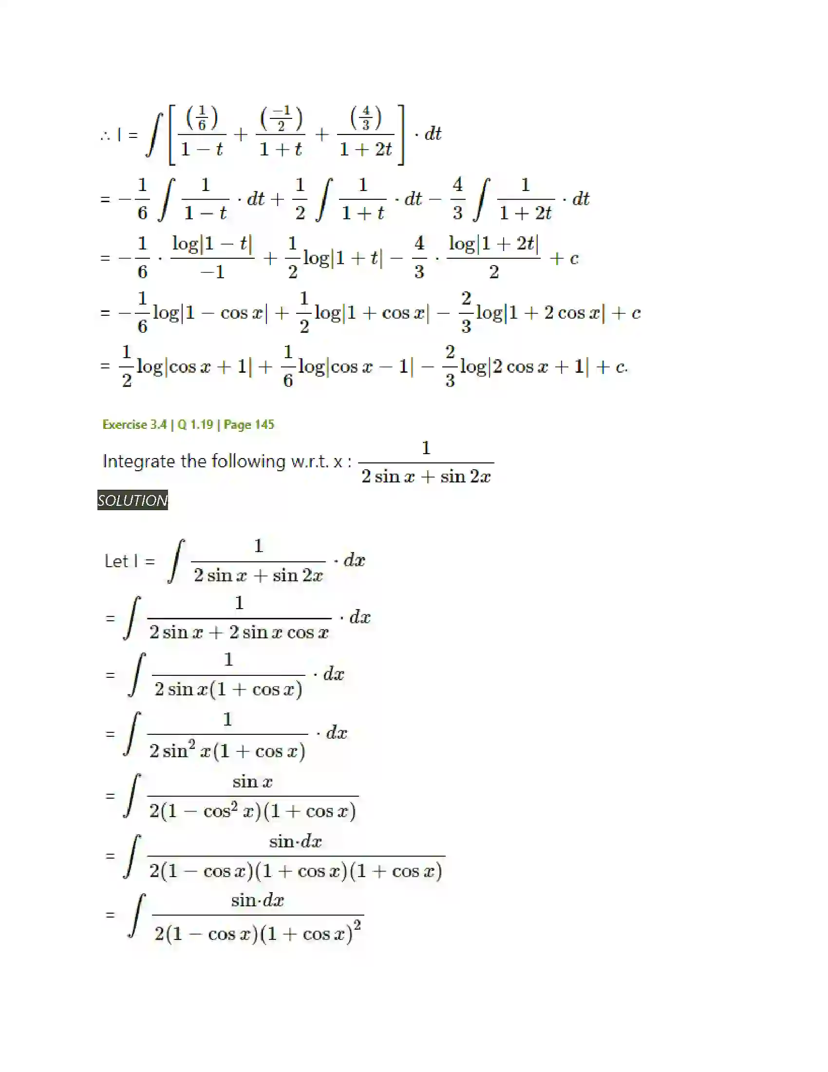 Maharashtra Board Class 12th Mathematics & Statistics-2 (Arts & Science) Indefinite Integration Solution 153