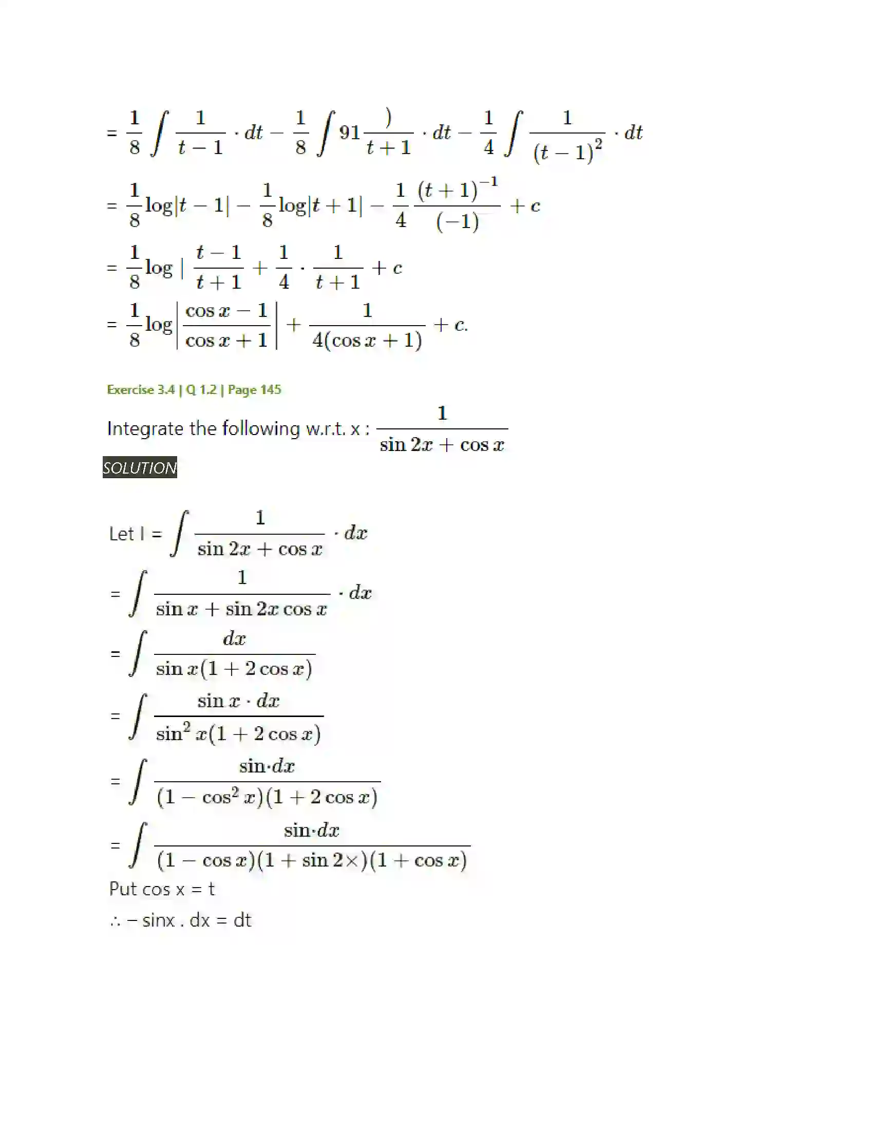 Maharashtra Board Class 12th Mathematics & Statistics-2 (Arts & Science) Indefinite Integration Solution 155