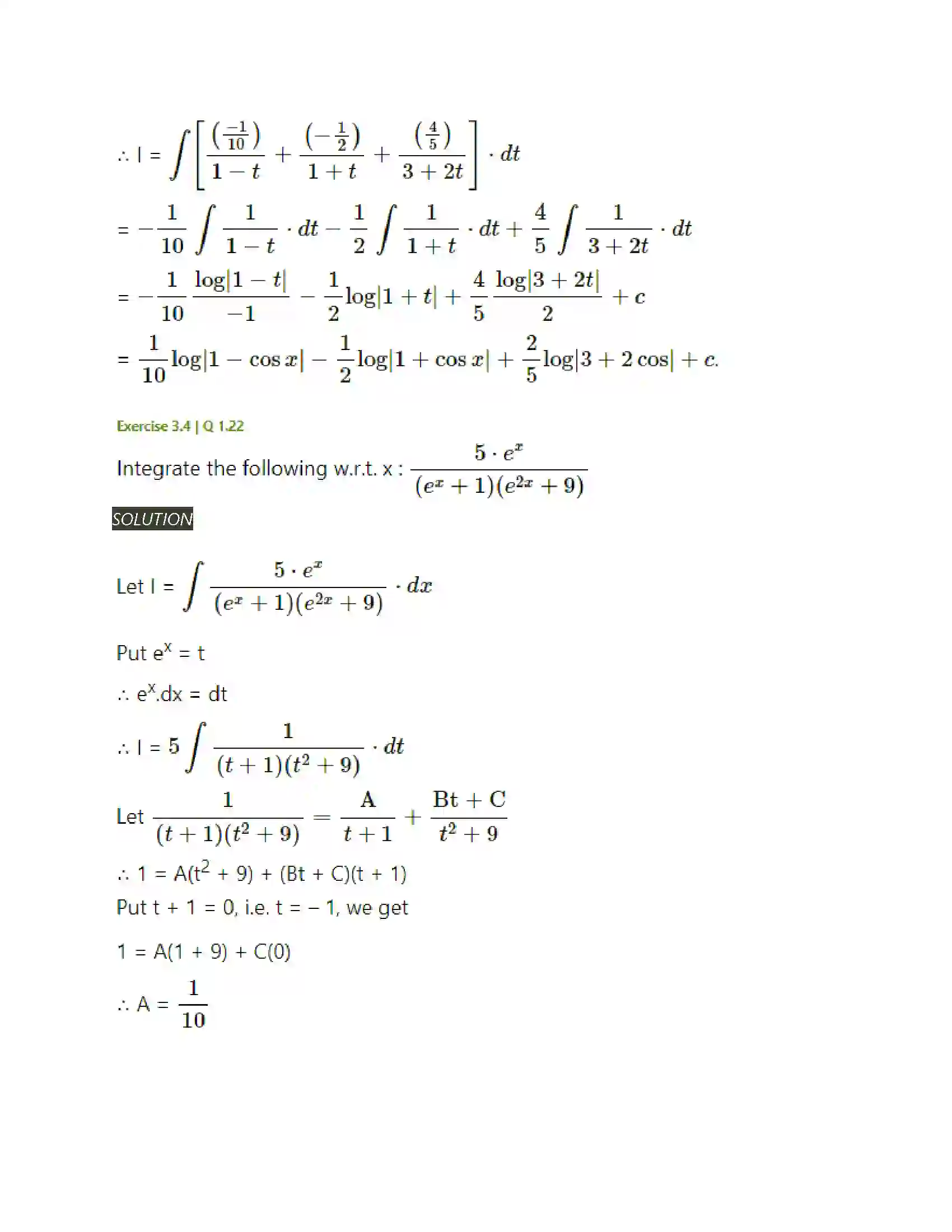 Maharashtra Board Class 12th Mathematics & Statistics-2 (Arts & Science) Indefinite Integration Solution 159