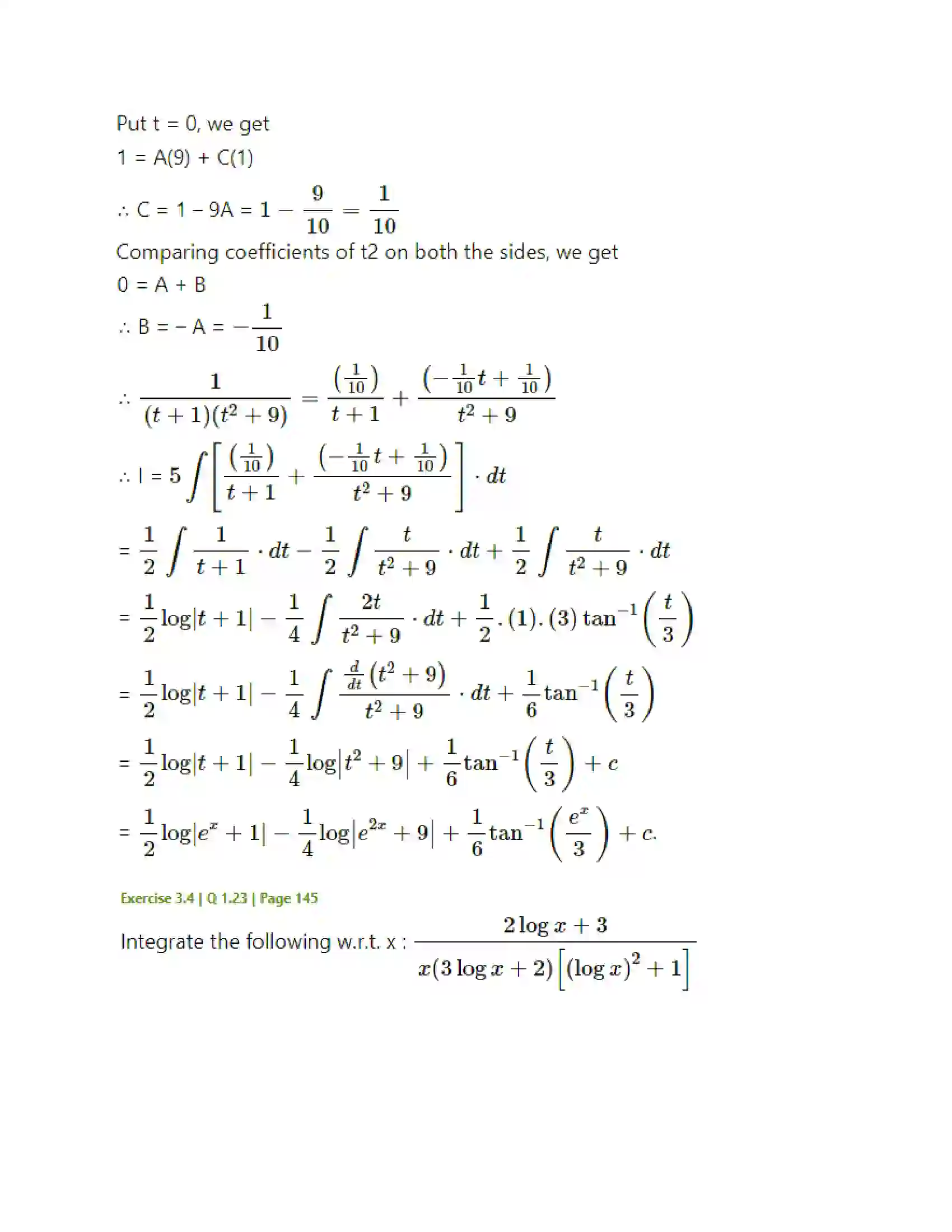 Maharashtra Board Class 12th Mathematics & Statistics-2 (Arts & Science) Indefinite Integration Solution 160