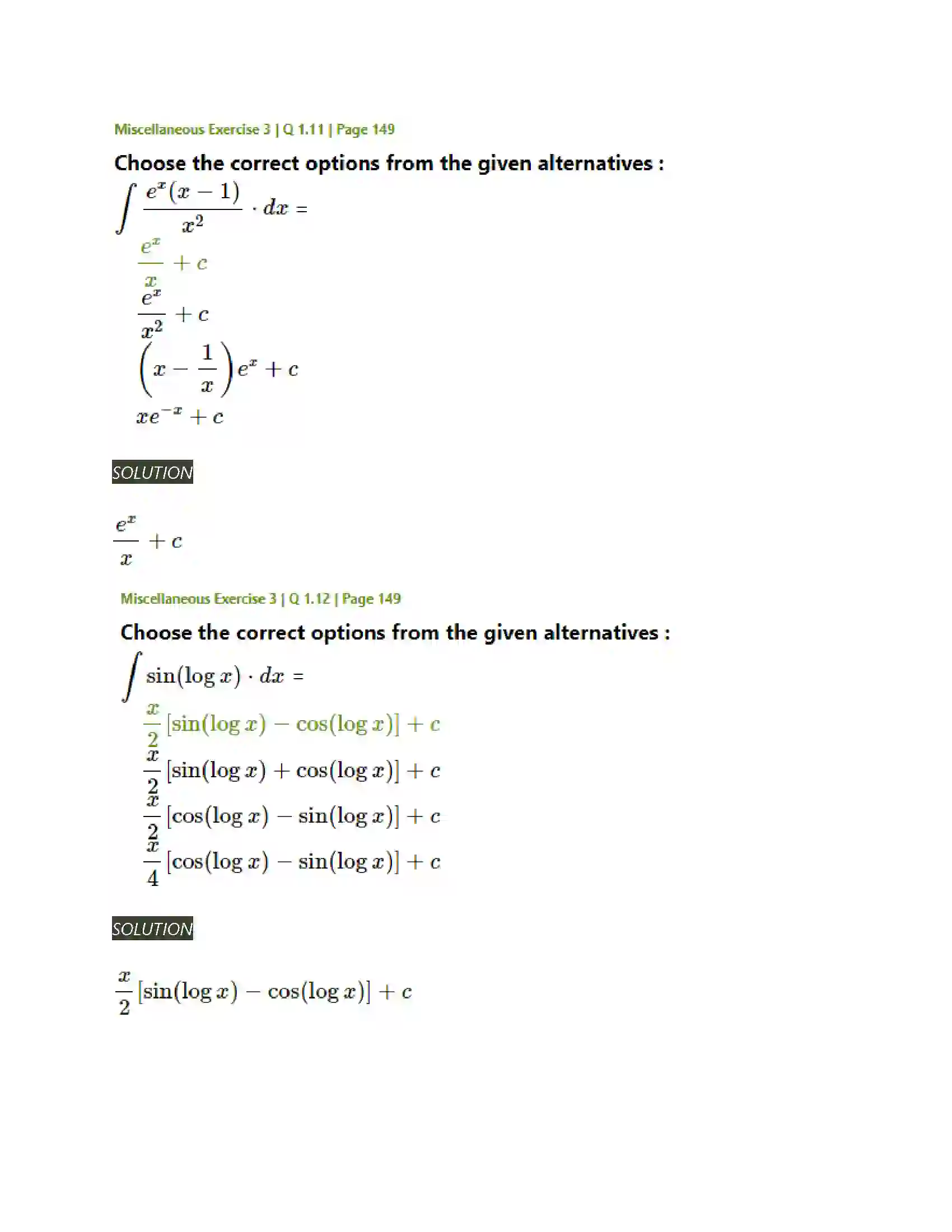 Maharashtra Board Class 12th Mathematics & Statistics-2 (Arts & Science) Indefinite Integration Solution 169