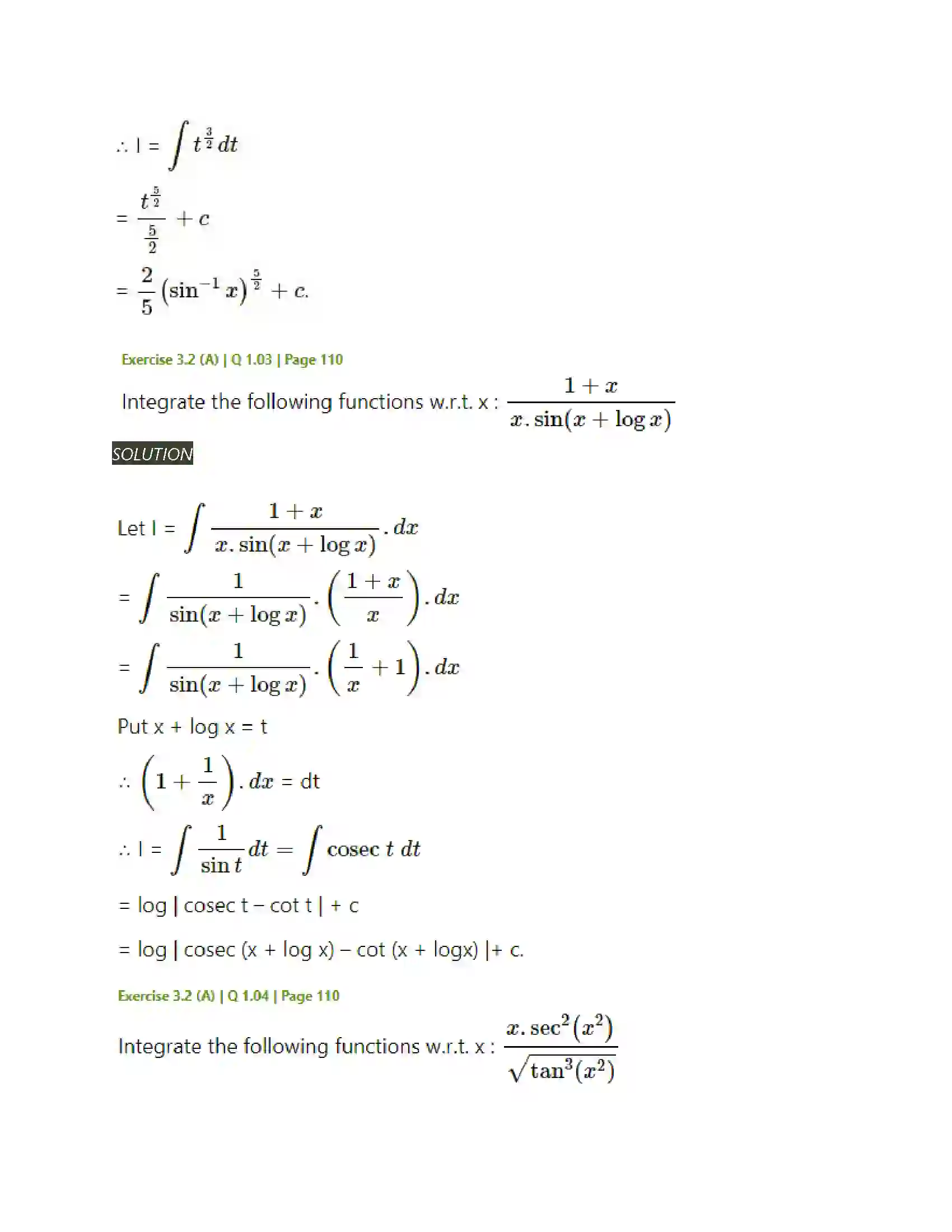 Maharashtra Board Class 12th Mathematics & Statistics-2 (Arts & Science) Indefinite Integration Solution 17