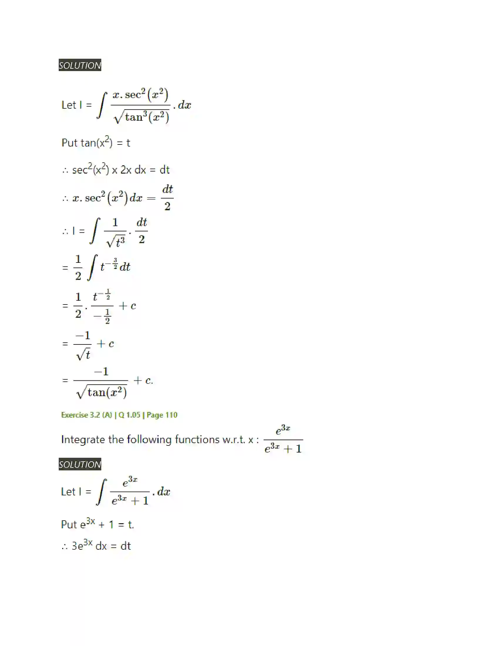 Maharashtra Board Class 12th Mathematics & Statistics-2 (Arts & Science) Indefinite Integration Solution 18