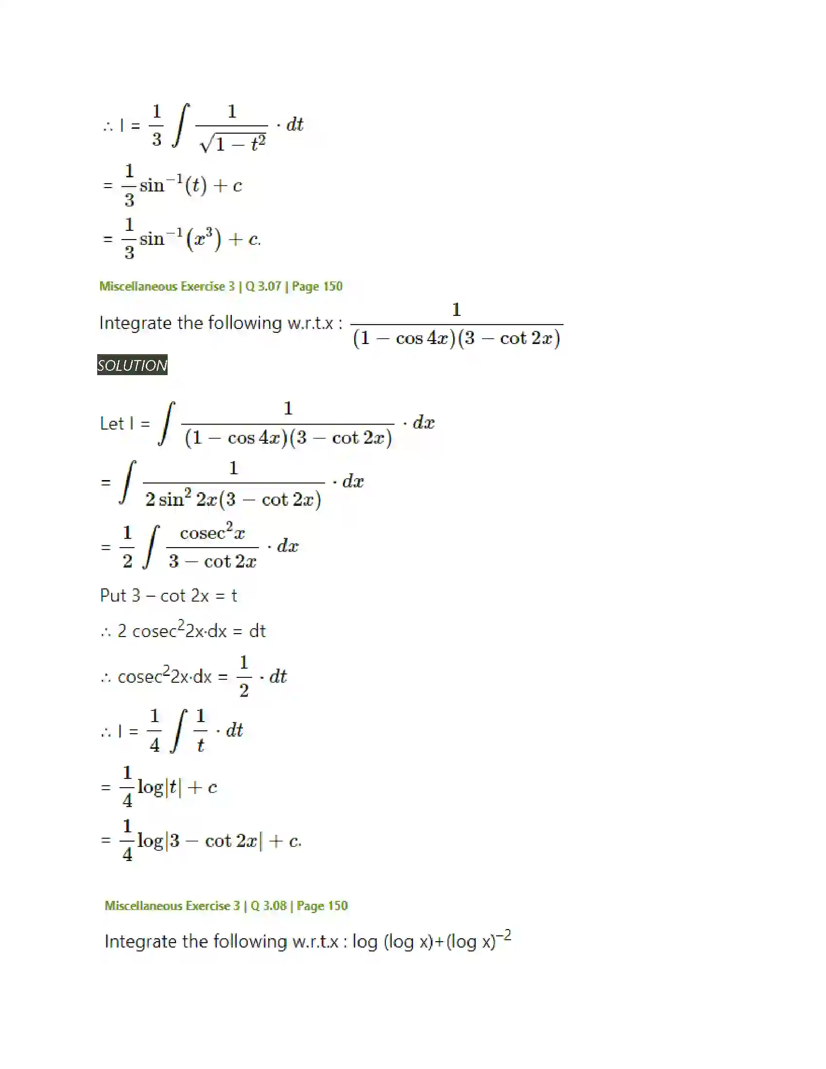 Maharashtra Board Class 12th Mathematics & Statistics-2 (Arts & Science) Indefinite Integration Solution 187