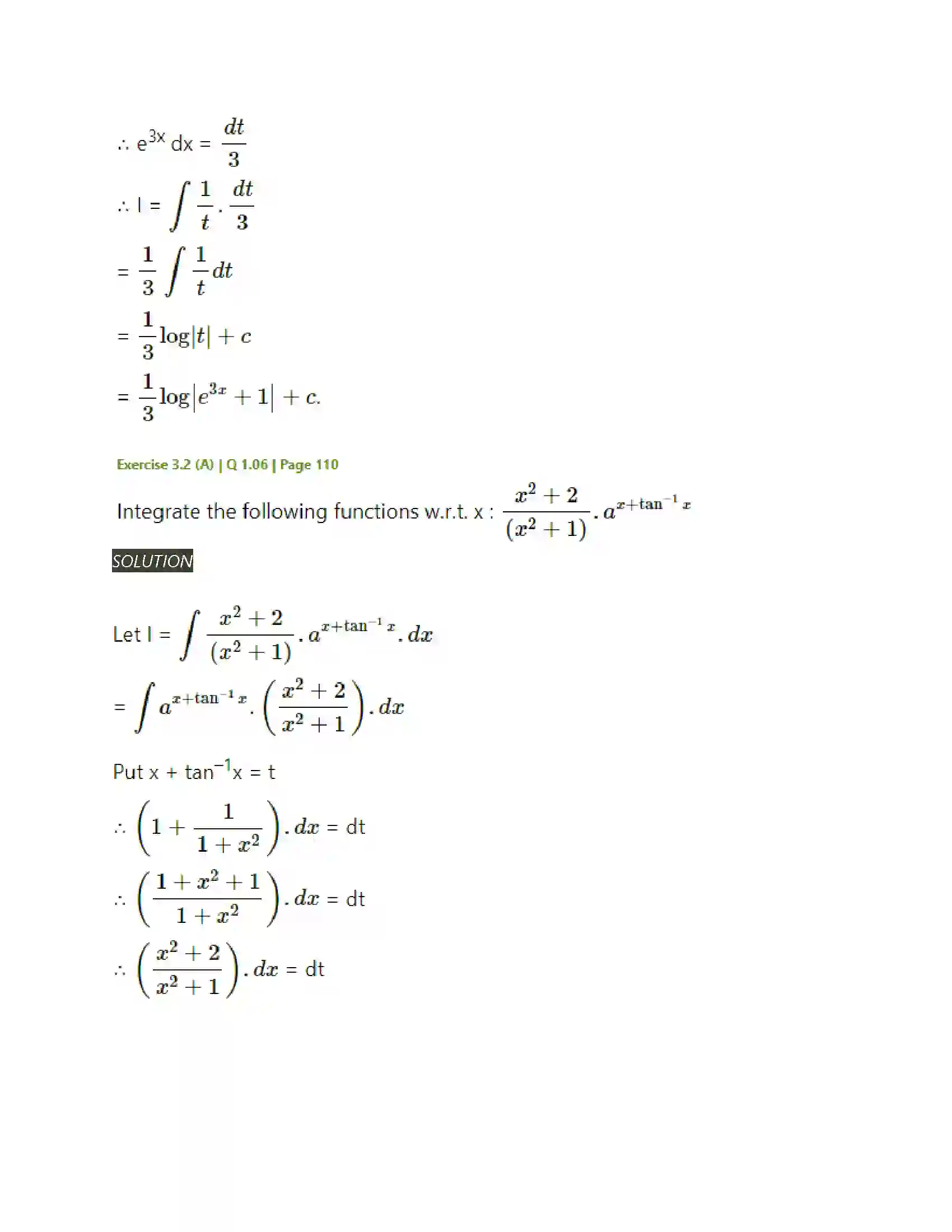 Maharashtra Board Class 12th Mathematics & Statistics-2 (Arts & Science) Indefinite Integration Solution 19