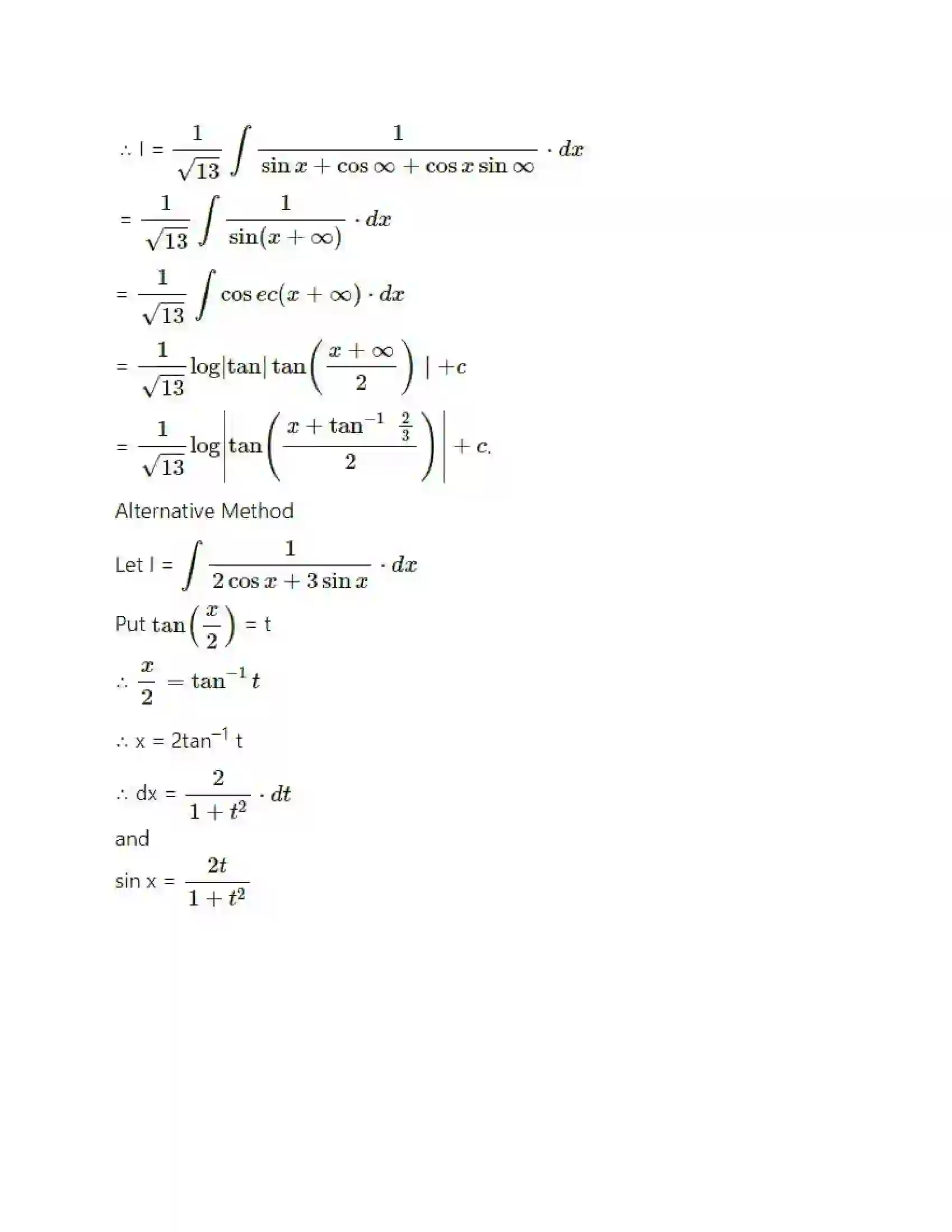 Maharashtra Board Class 12th Mathematics & Statistics-2 (Arts & Science) Indefinite Integration Solution 190
