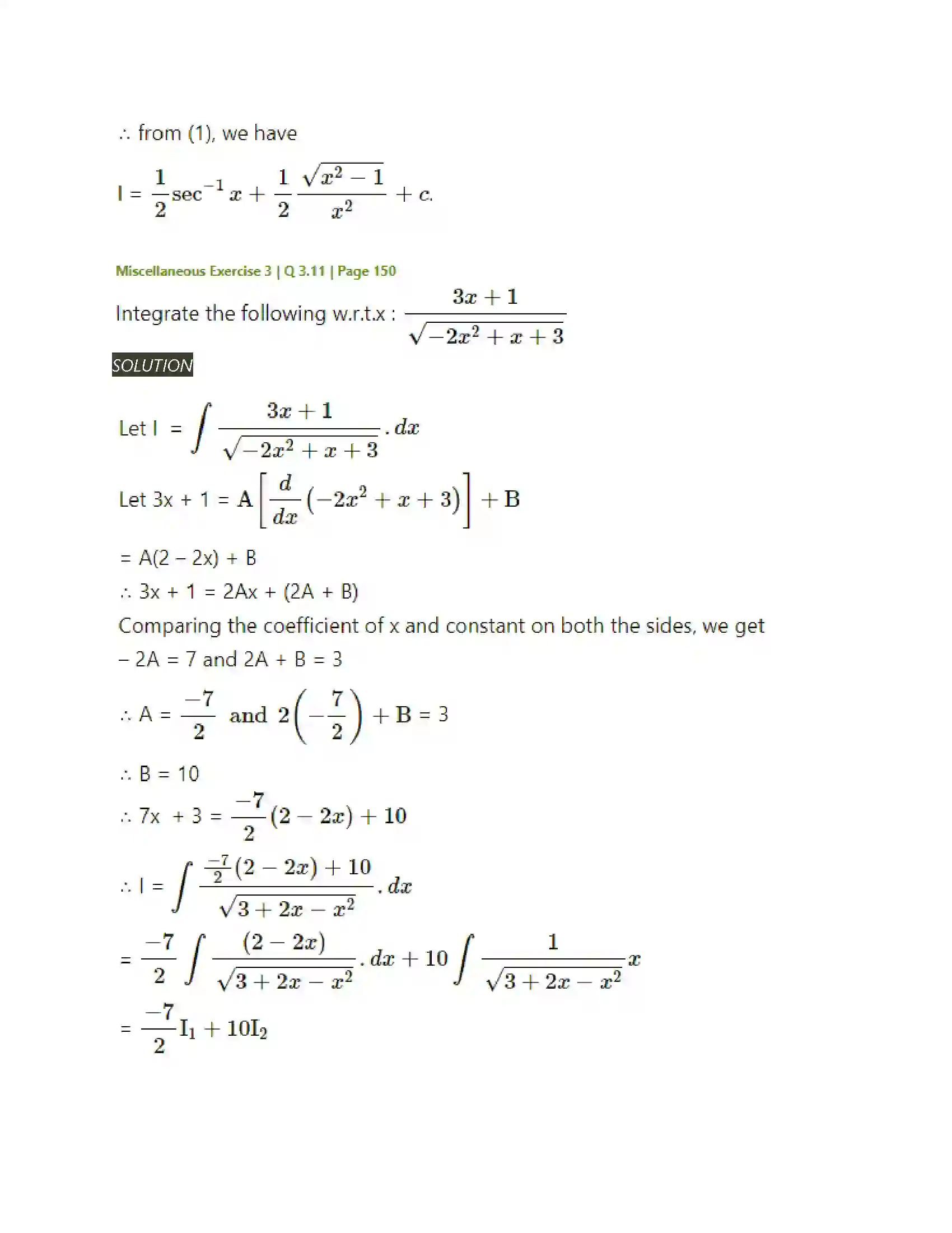 Maharashtra Board Class 12th Mathematics & Statistics-2 (Arts & Science) Indefinite Integration Solution 193