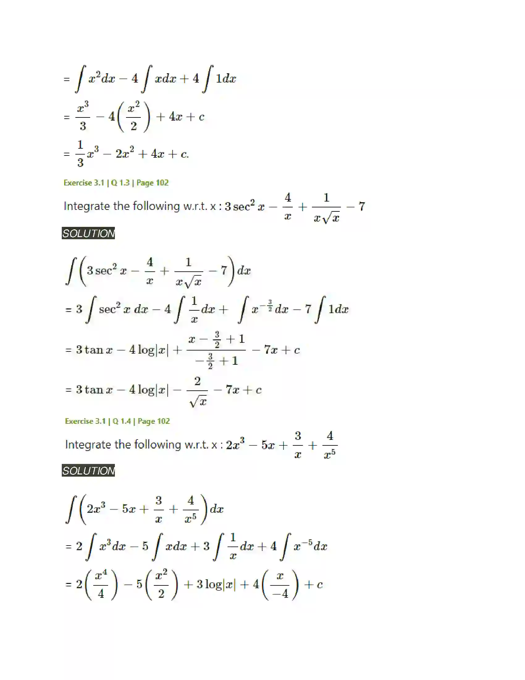 Maharashtra Board Class 12th Mathematics & Statistics-2 (Arts & Science) Indefinite Integration Solution 2