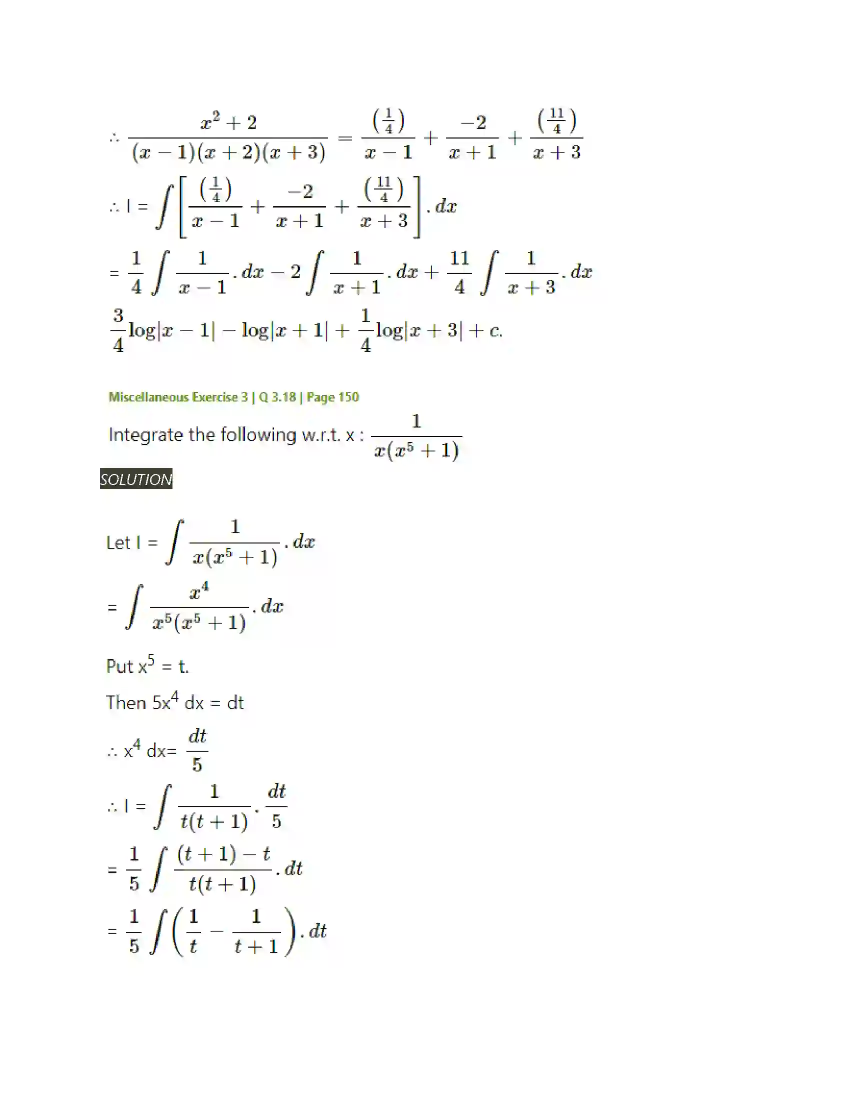 Maharashtra Board Class 12th Mathematics & Statistics-2 (Arts & Science) Indefinite Integration Solution 202