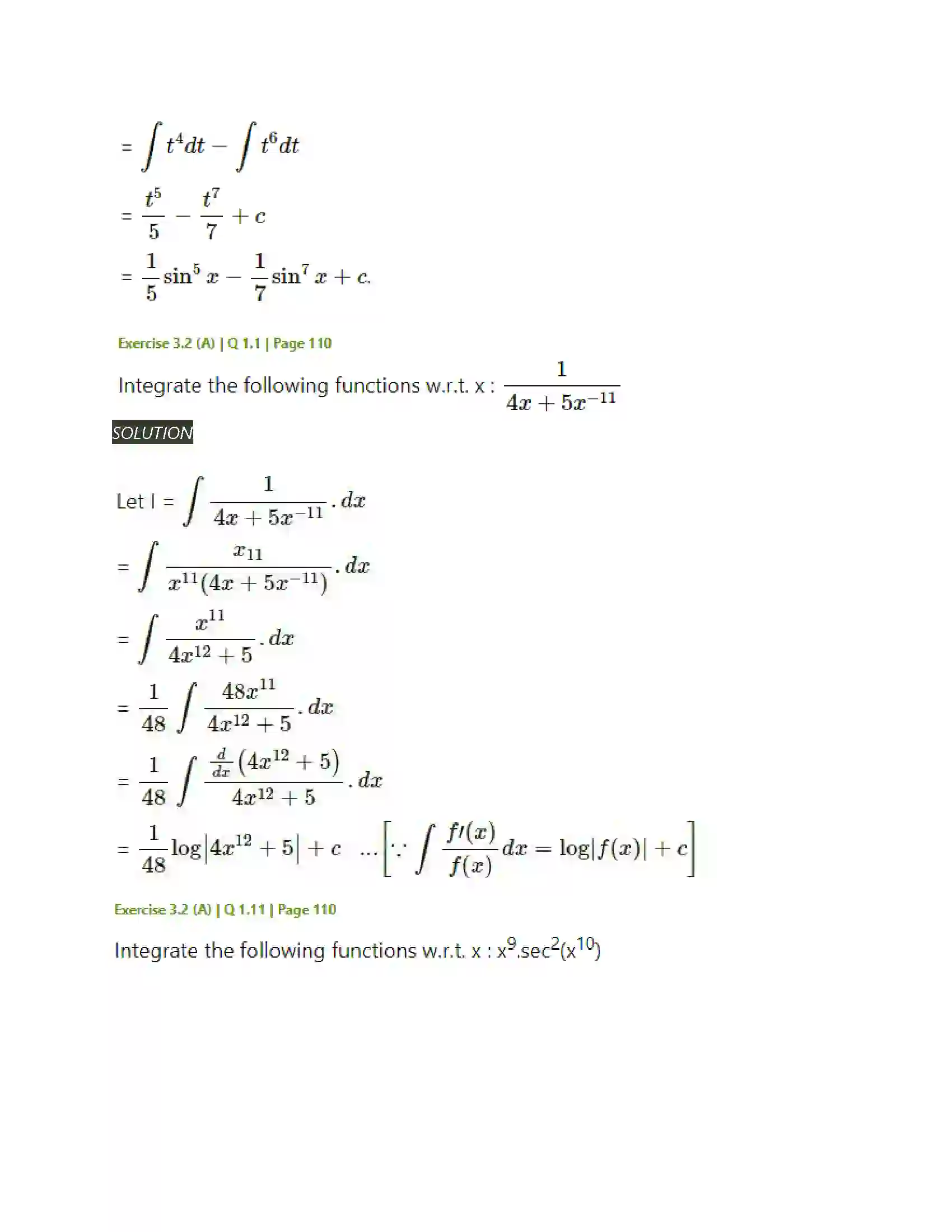 Maharashtra Board Class 12th Mathematics & Statistics-2 (Arts & Science) Indefinite Integration Solution 22