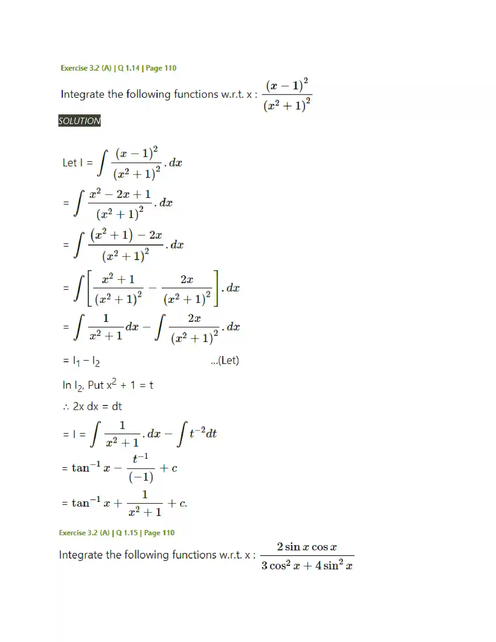 Maharashtra Board Class 12th Mathematics & Statistics-2 (Arts & Science) Indefinite Integration Solution 25
