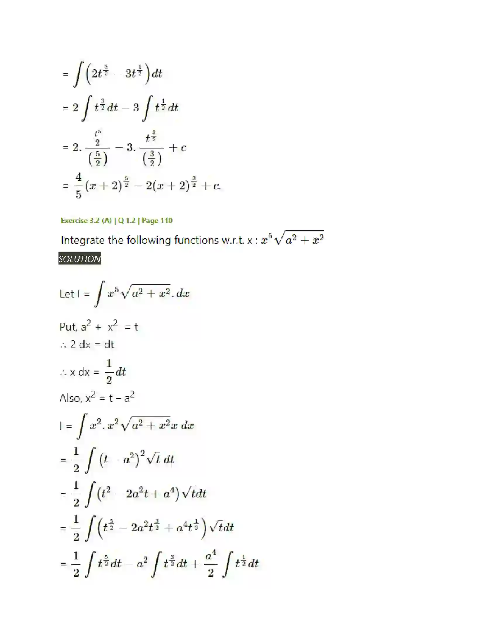 Maharashtra Board Class 12th Mathematics & Statistics-2 (Arts & Science) Indefinite Integration Solution 29