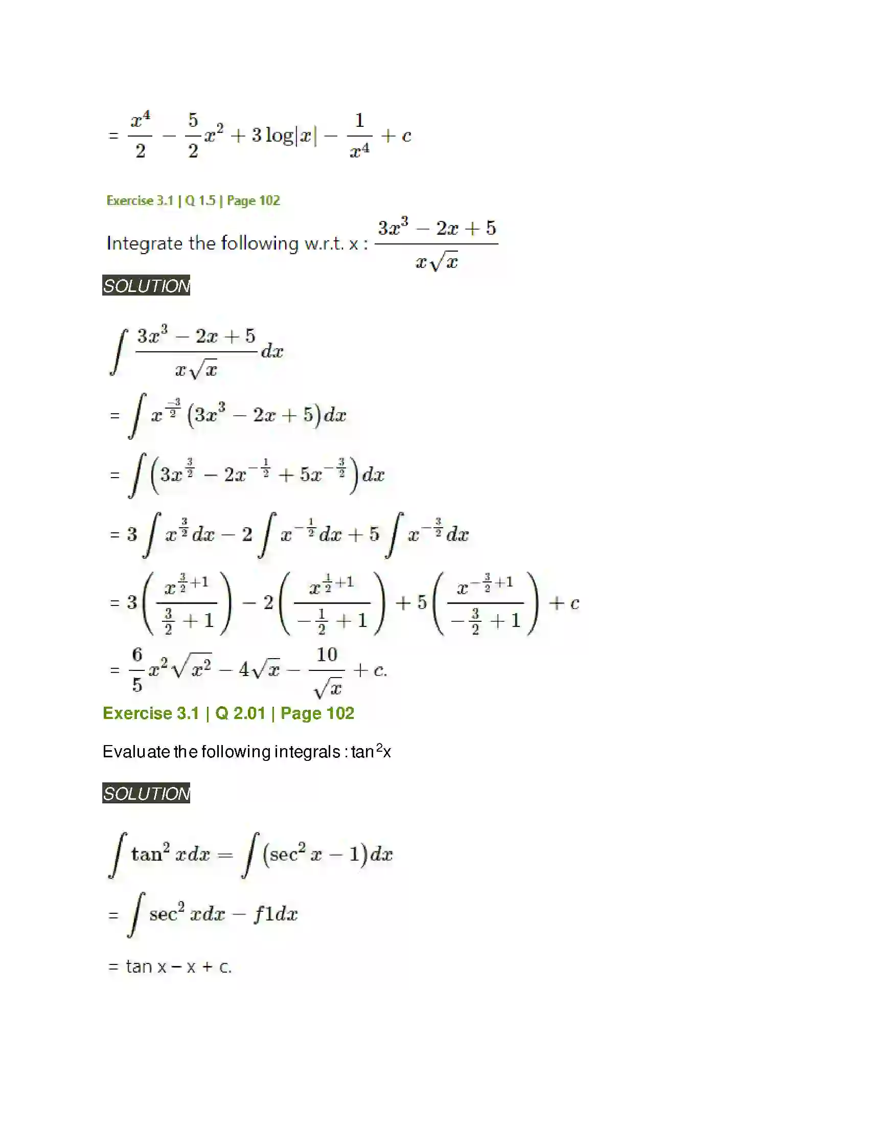 Maharashtra Board Class 12th Mathematics & Statistics-2 (Arts & Science) Indefinite Integration Solution 3