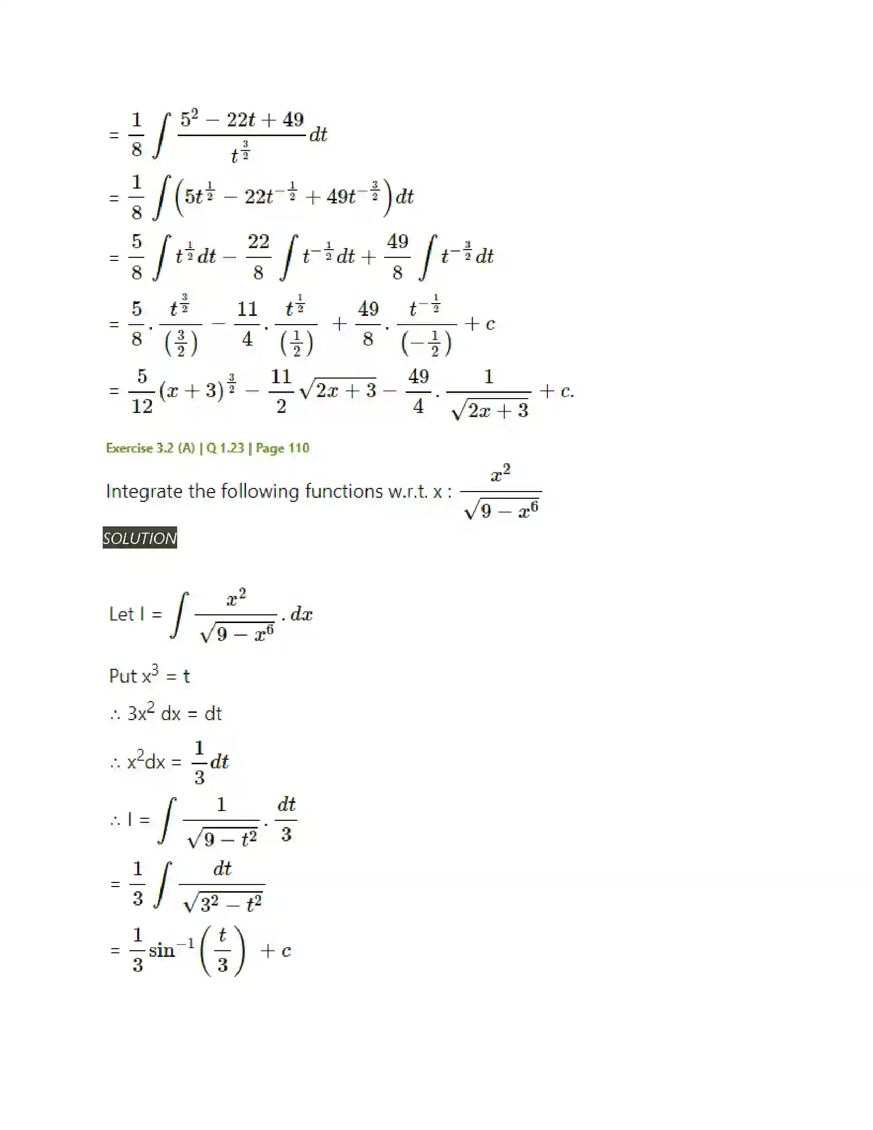 Maharashtra Board Class 12th Mathematics & Statistics-2 (Arts & Science) Indefinite Integration Solution 32