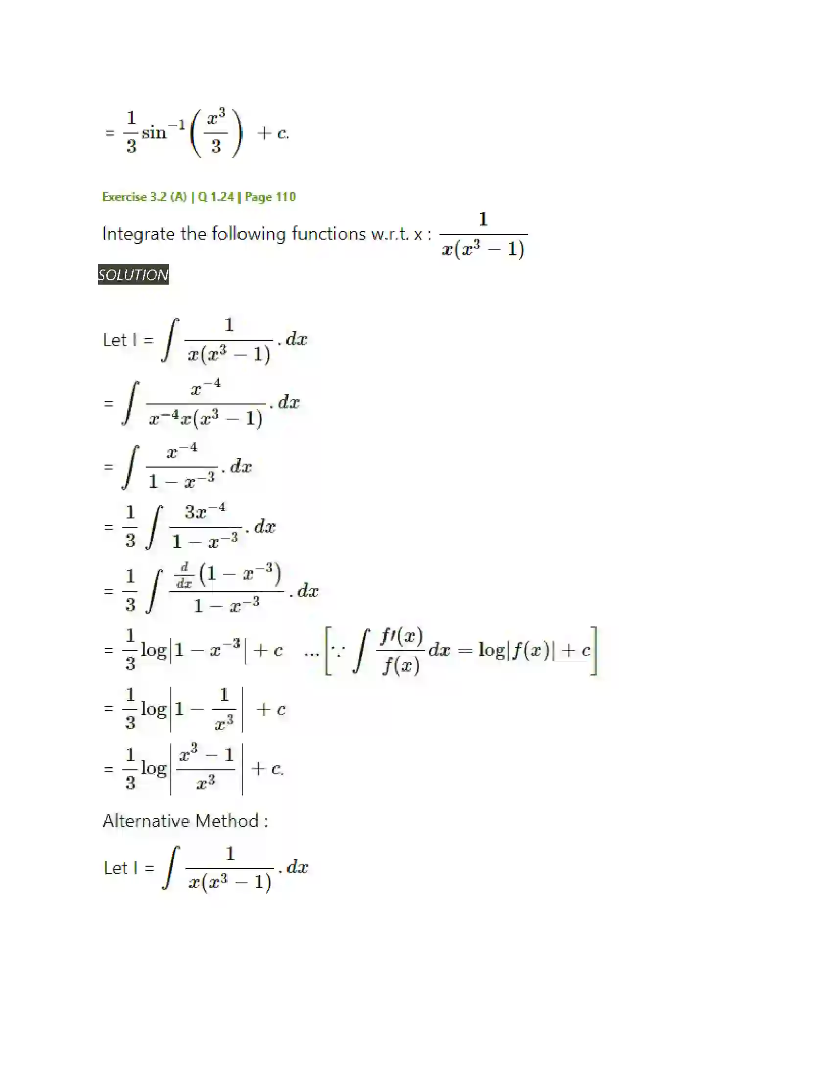 Maharashtra Board Class 12th Mathematics & Statistics-2 (Arts & Science) Indefinite Integration Solution 33
