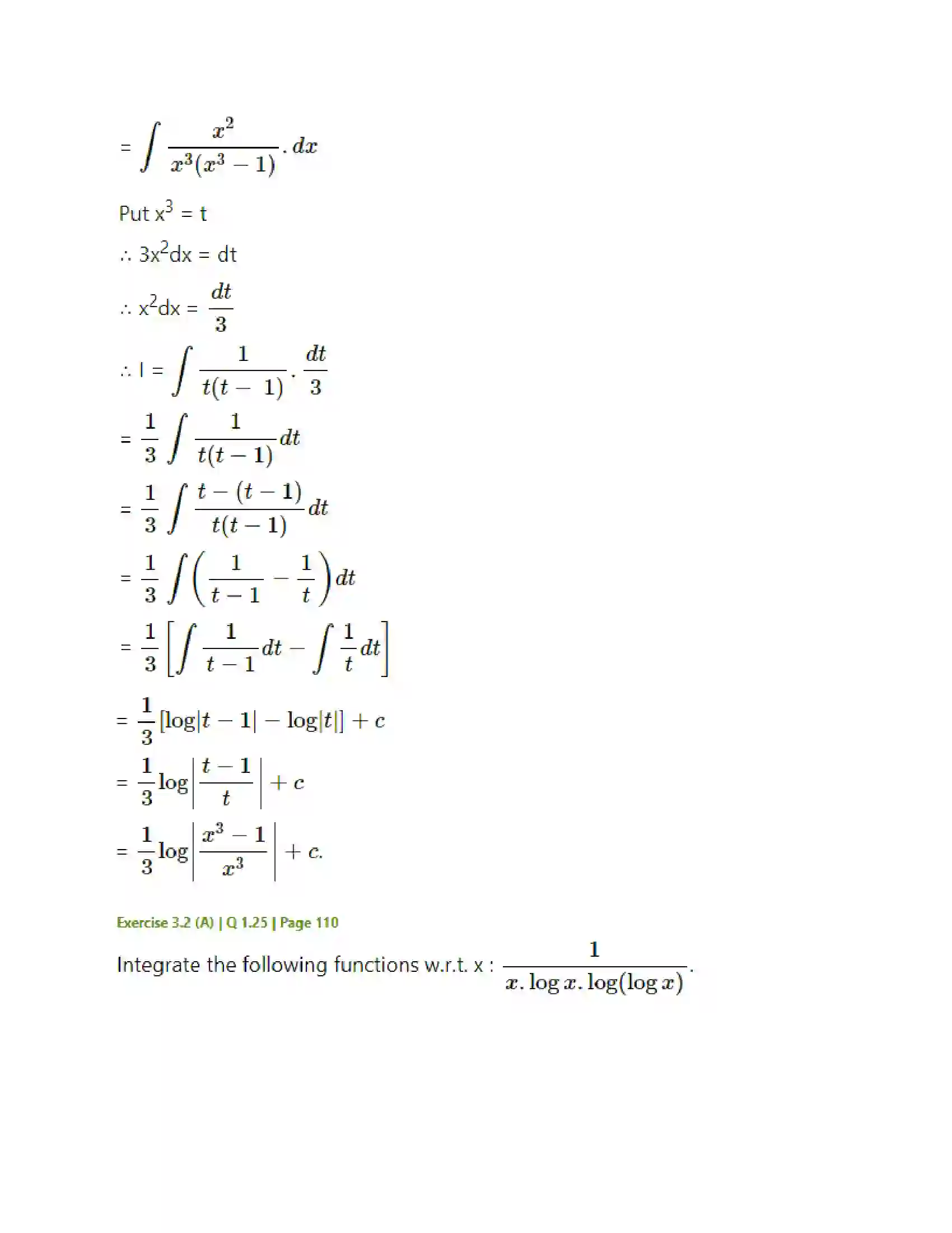 Maharashtra Board Class 12th Mathematics & Statistics-2 (Arts & Science) Indefinite Integration Solution 34