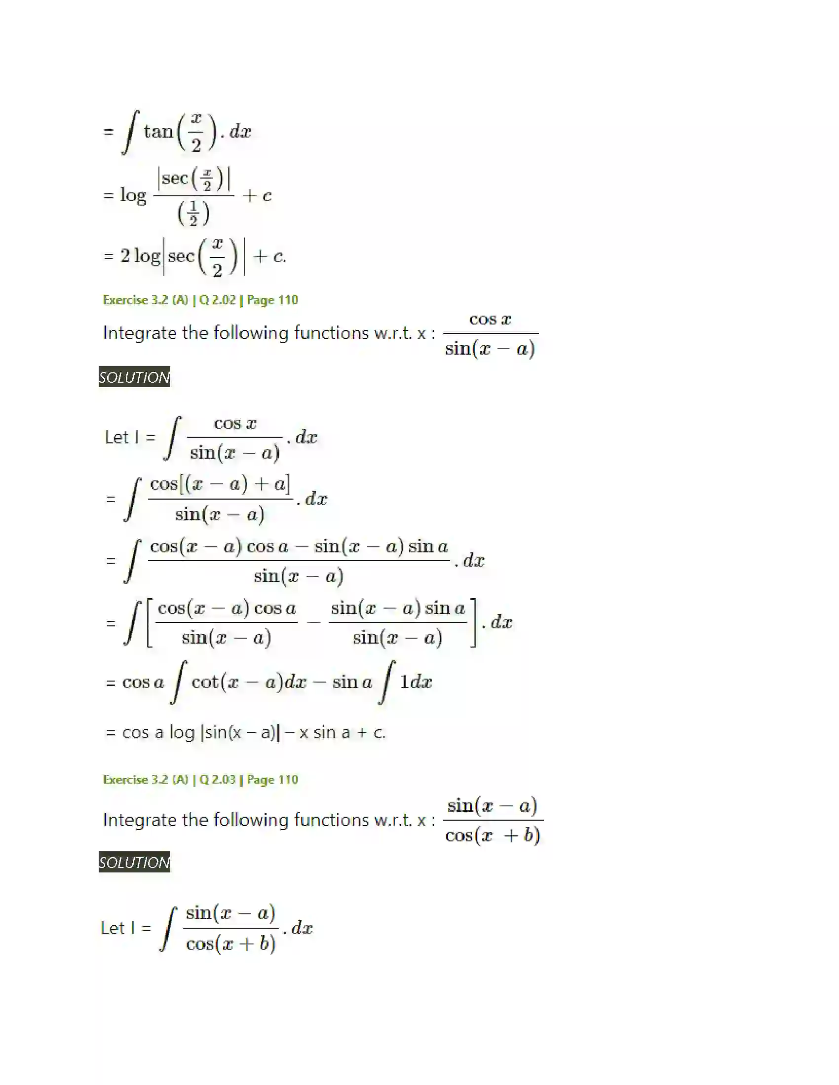 Maharashtra Board Class 12th Mathematics & Statistics-2 (Arts & Science) Indefinite Integration Solution 36