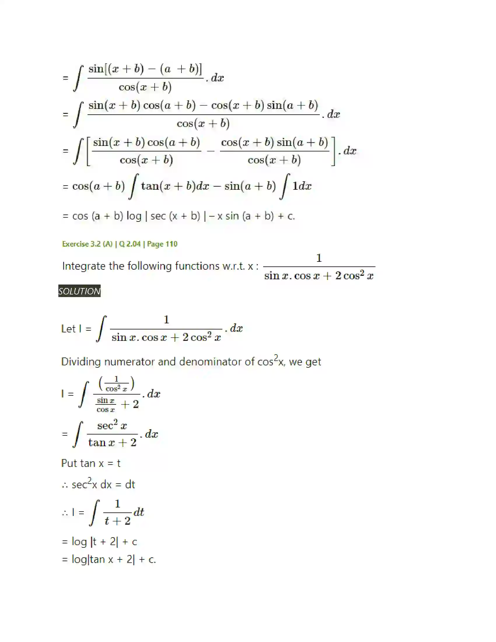Maharashtra Board Class 12th Mathematics & Statistics-2 (Arts & Science) Indefinite Integration Solution 37