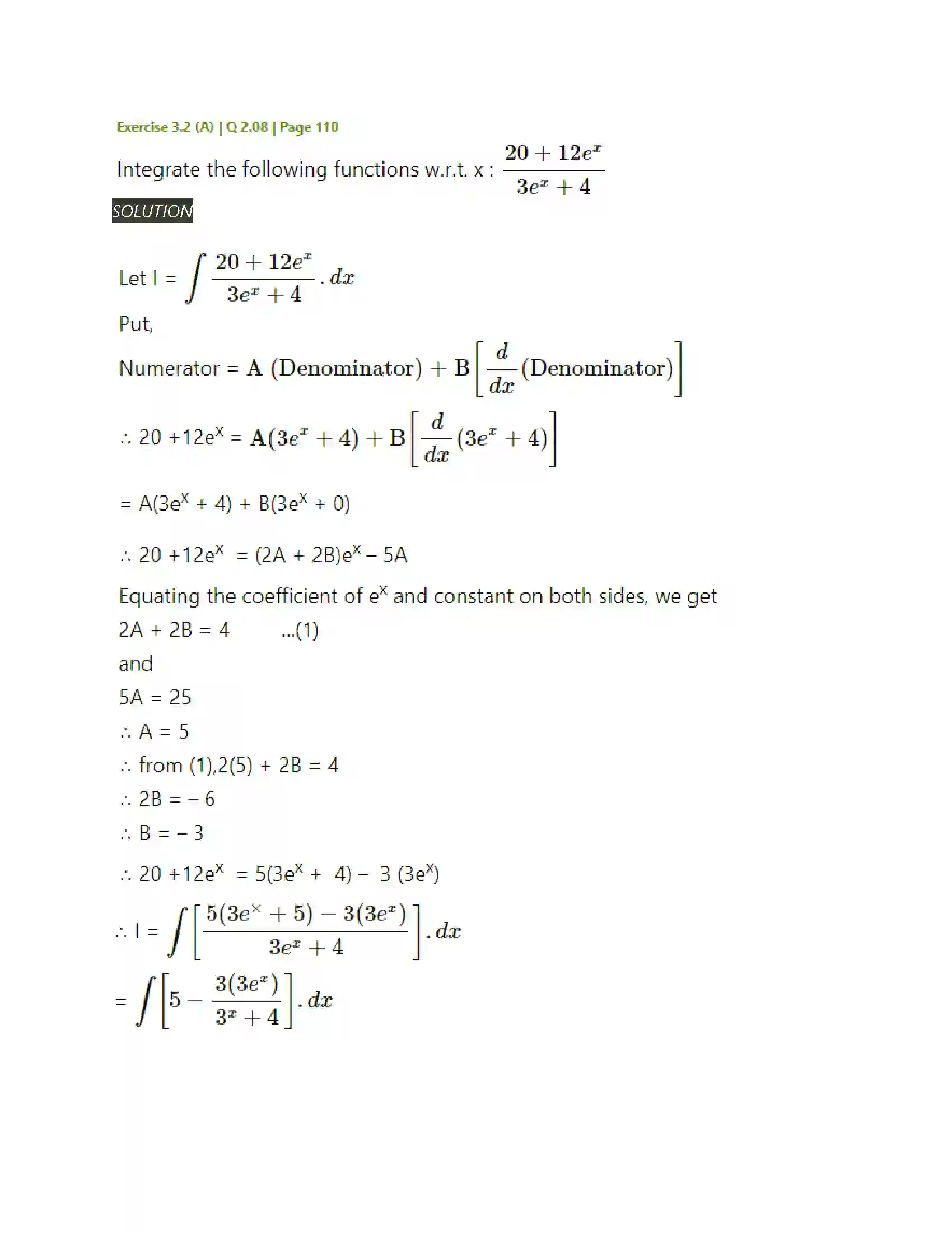 Maharashtra Board Class 12th Mathematics & Statistics-2 (Arts & Science) Indefinite Integration Solution 42