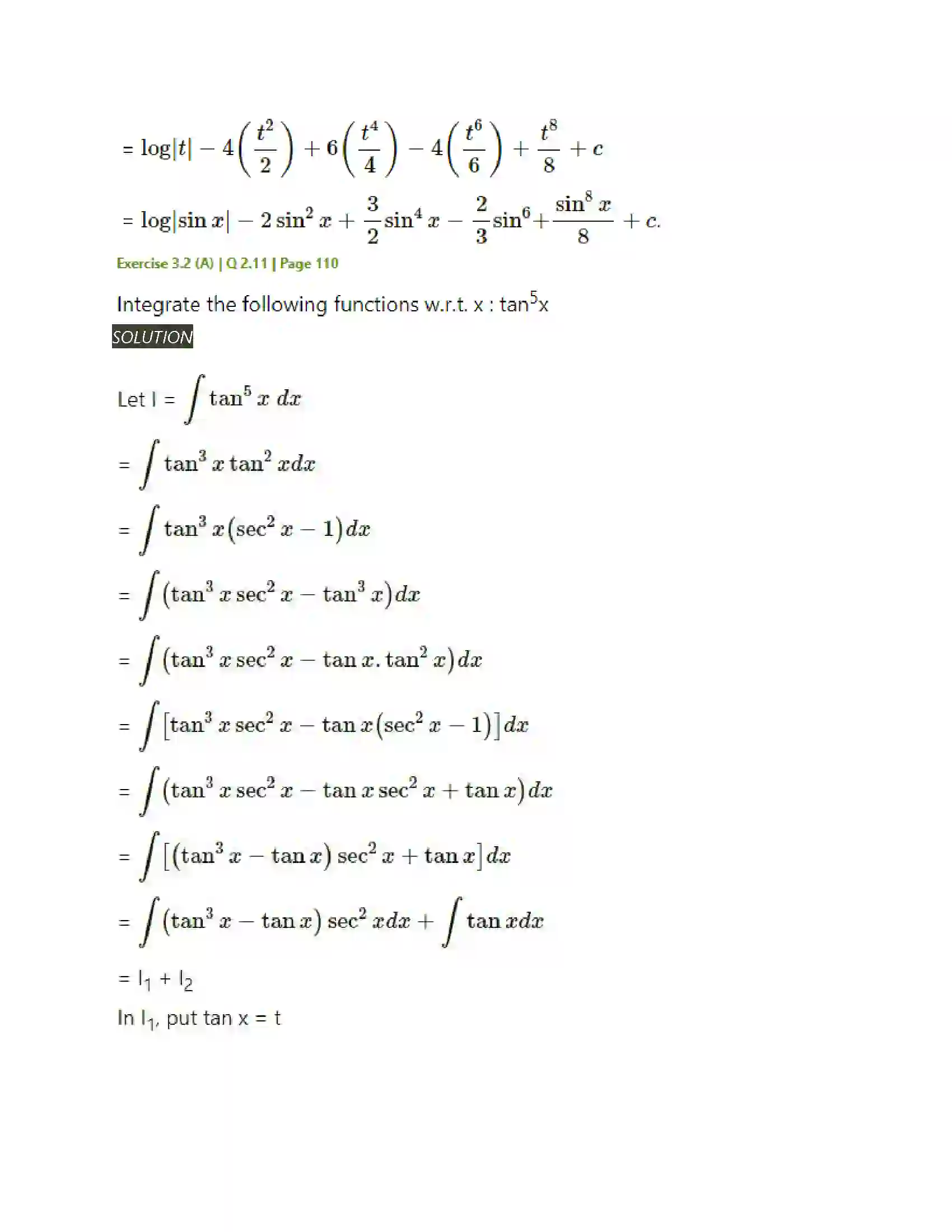 Maharashtra Board Class 12th Mathematics & Statistics-2 (Arts & Science) Indefinite Integration Solution 45