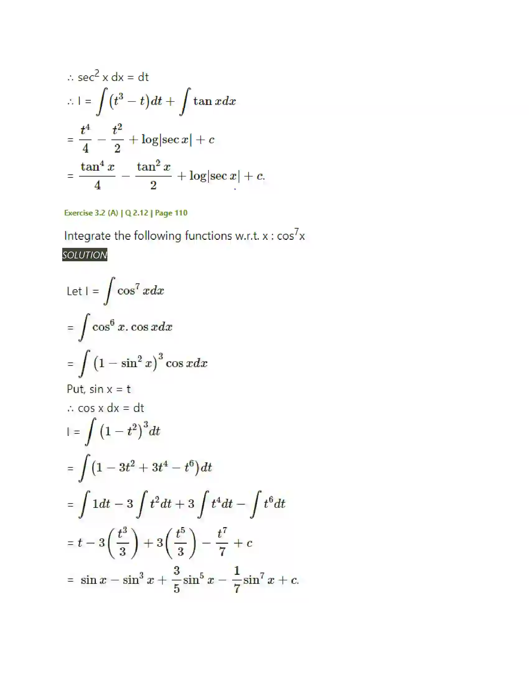 Maharashtra Board Class 12th Mathematics & Statistics-2 (Arts & Science) Indefinite Integration Solution 46