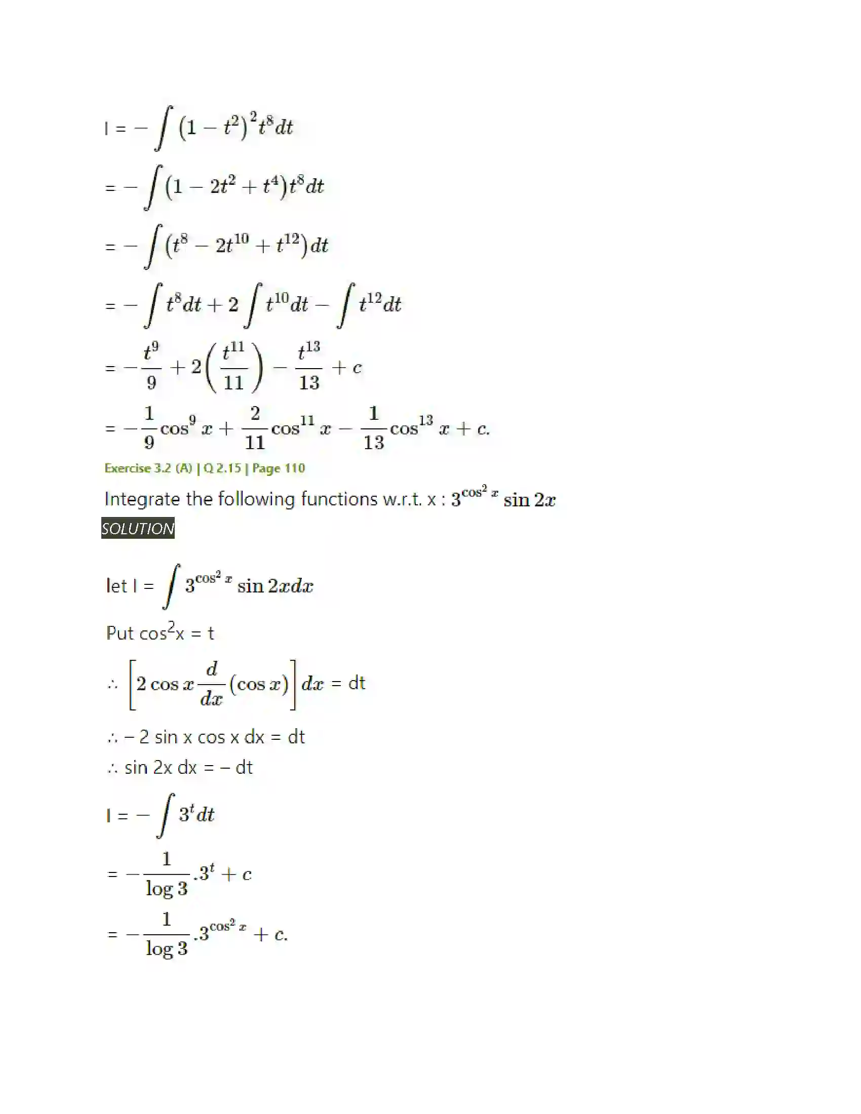 Maharashtra Board Class 12th Mathematics & Statistics-2 (Arts & Science) Indefinite Integration Solution 48