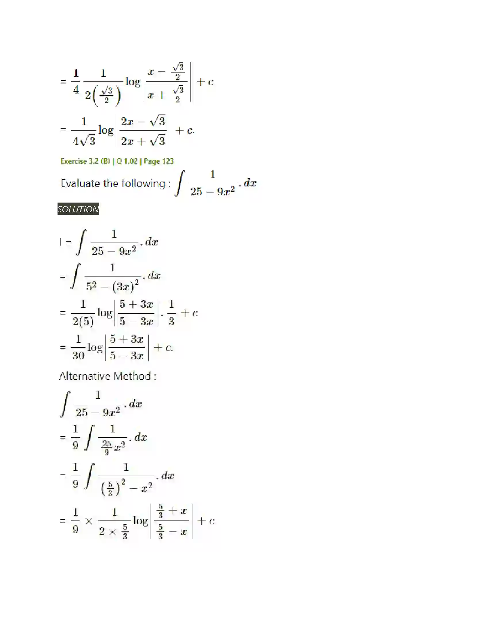 Maharashtra Board Class 12th Mathematics & Statistics-2 (Arts & Science) Indefinite Integration Solution 51