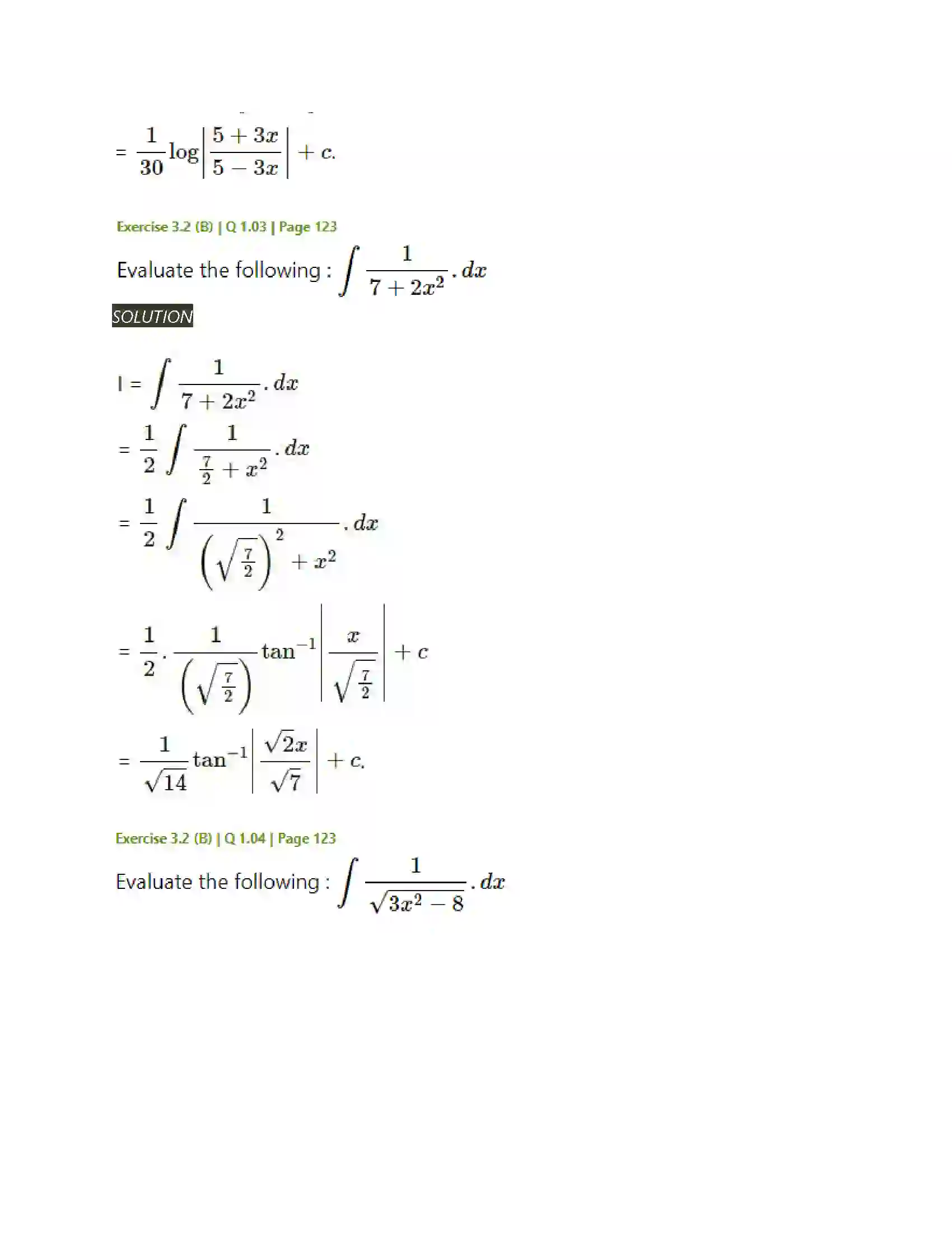 Maharashtra Board Class 12th Mathematics & Statistics-2 (Arts & Science) Indefinite Integration Solution 52