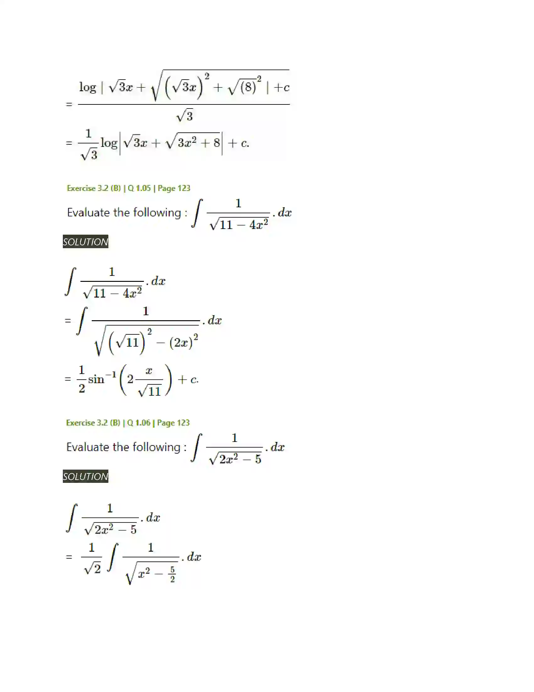 Maharashtra Board Class 12th Mathematics & Statistics-2 (Arts & Science) Indefinite Integration Solution 54