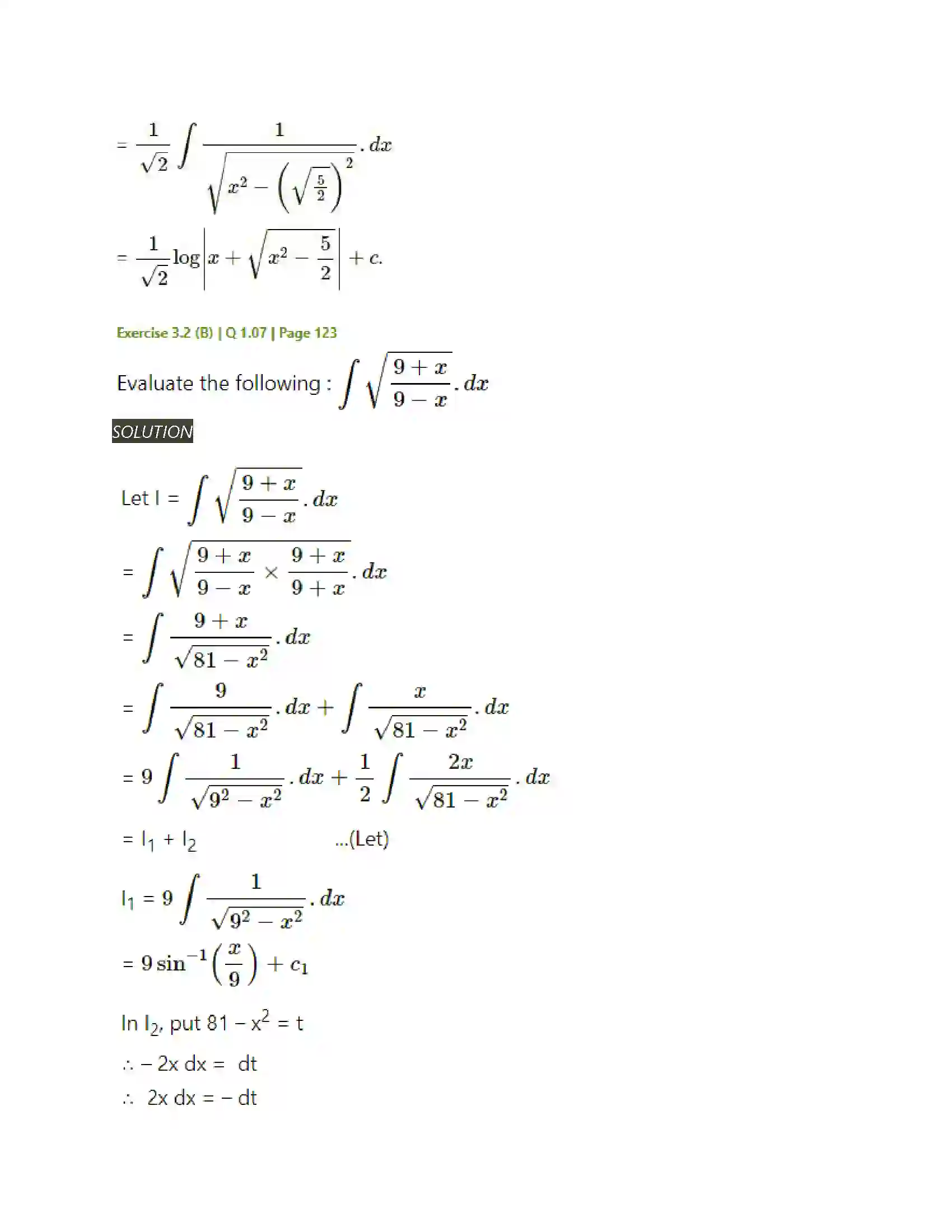 Maharashtra Board Class 12th Mathematics & Statistics-2 (Arts & Science) Indefinite Integration Solution 55