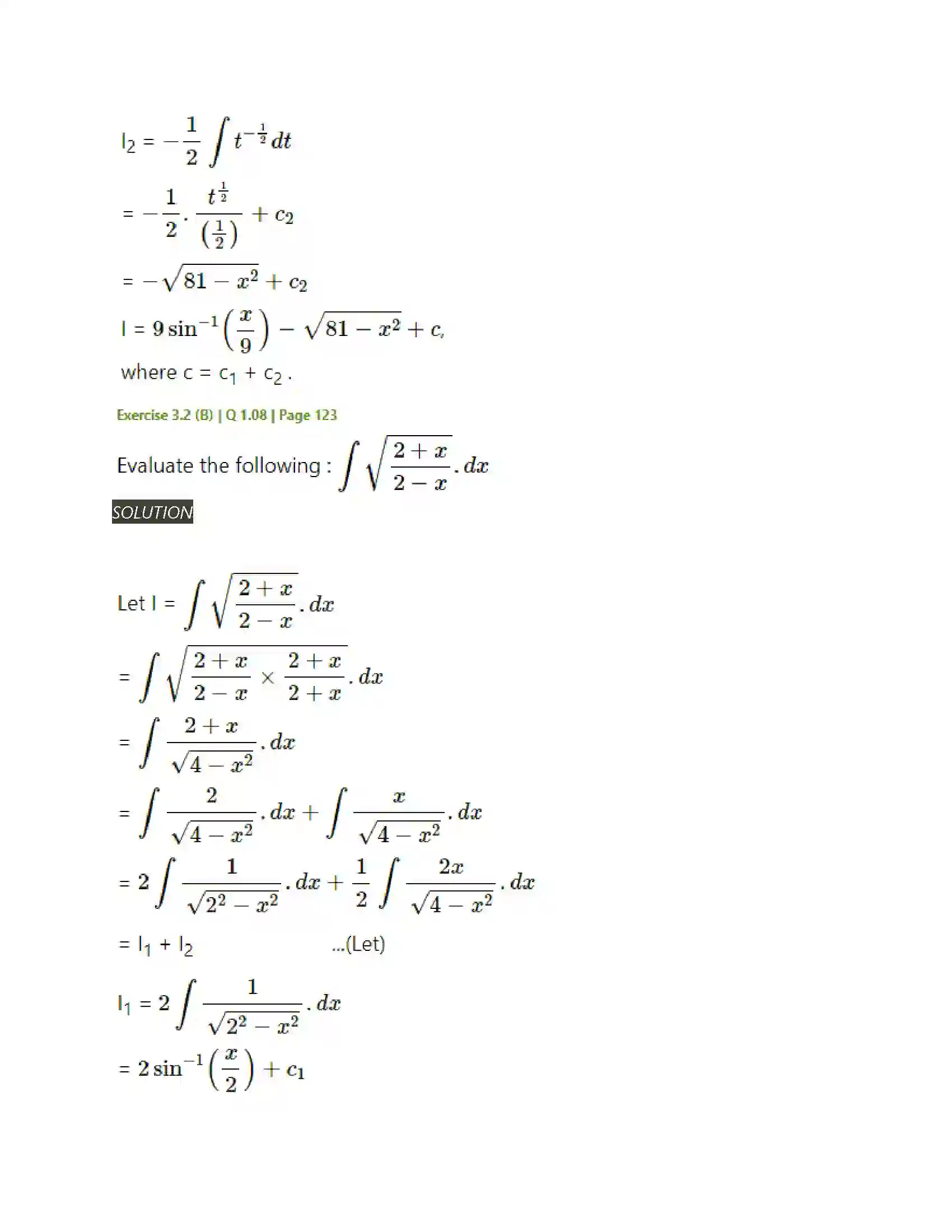 Maharashtra Board Class 12th Mathematics & Statistics-2 (Arts & Science) Indefinite Integration Solution 56