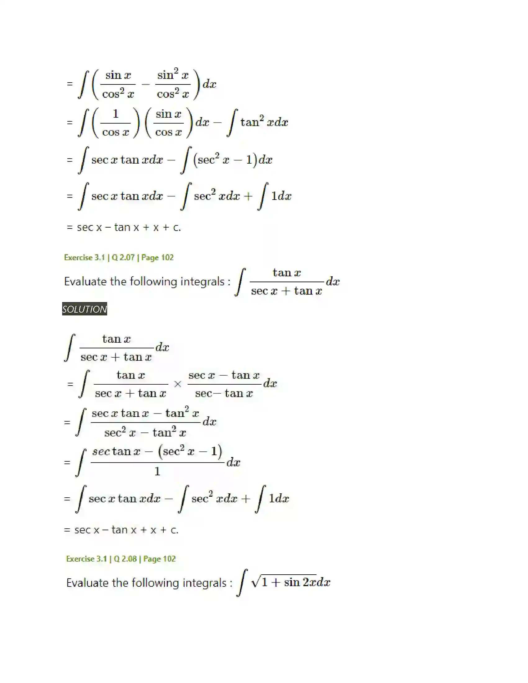 Maharashtra Board Class 12th Mathematics & Statistics-2 (Arts & Science) Indefinite Integration Solution 6
