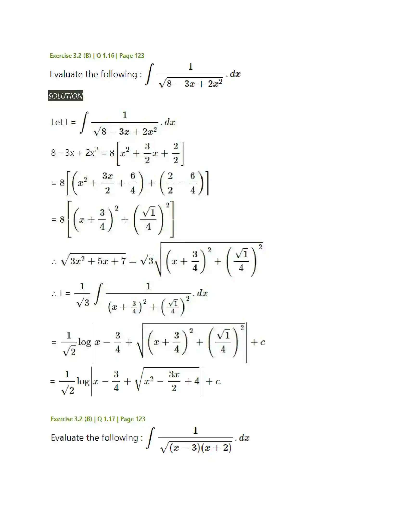 Maharashtra Board Class 12th Mathematics & Statistics-2 (Arts & Science) Indefinite Integration Solution 63