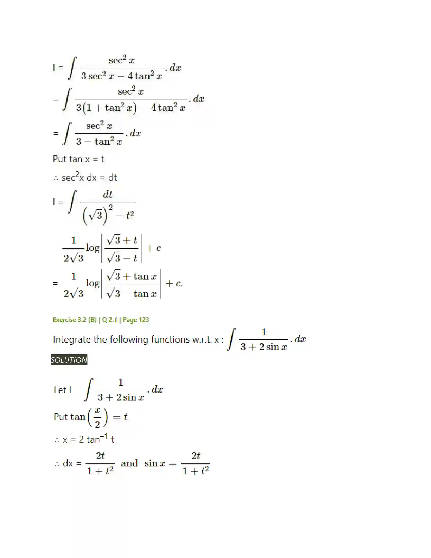 Maharashtra Board Class 12th Mathematics & Statistics-2 (Arts & Science) Indefinite Integration Solution 67