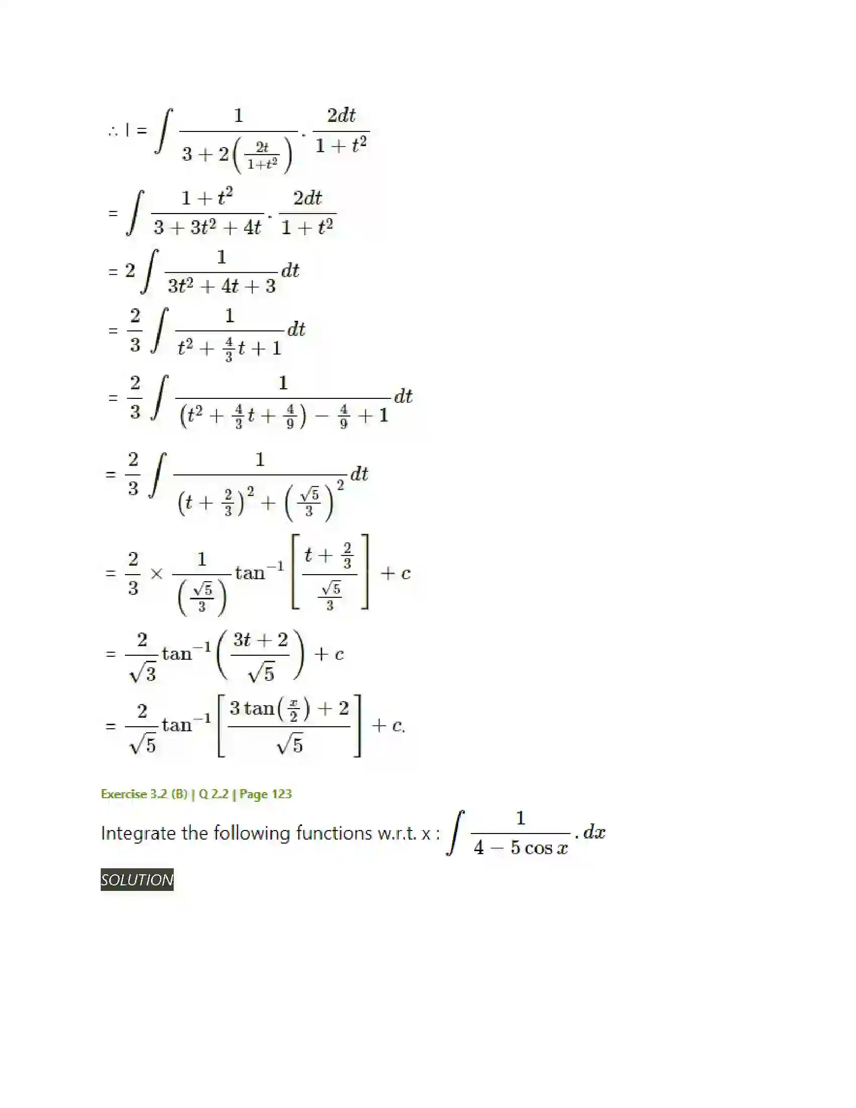 Maharashtra Board Class 12th Mathematics & Statistics-2 (Arts & Science) Indefinite Integration Solution 68