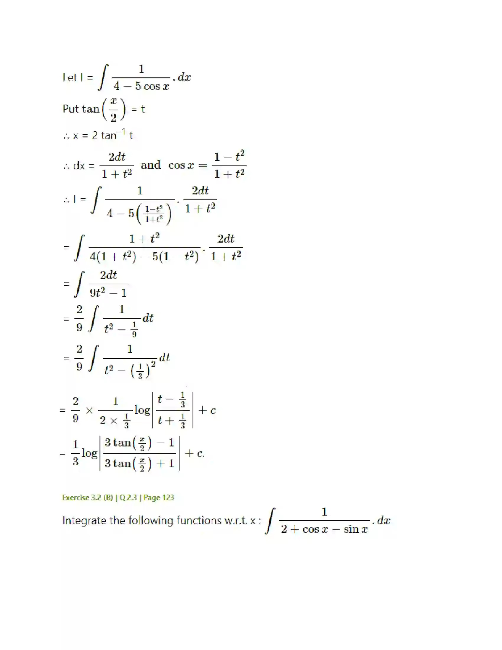 Maharashtra Board Class 12th Mathematics & Statistics-2 (Arts & Science) Indefinite Integration Solution 69