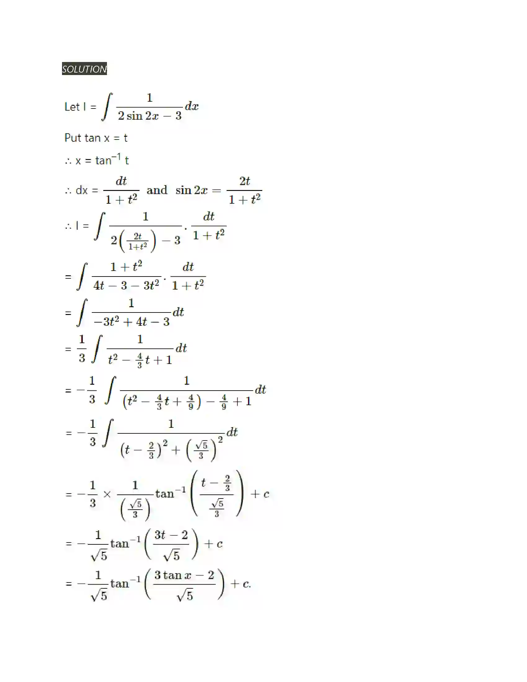 Maharashtra Board Class 12th Mathematics & Statistics-2 (Arts & Science) Indefinite Integration Solution 73
